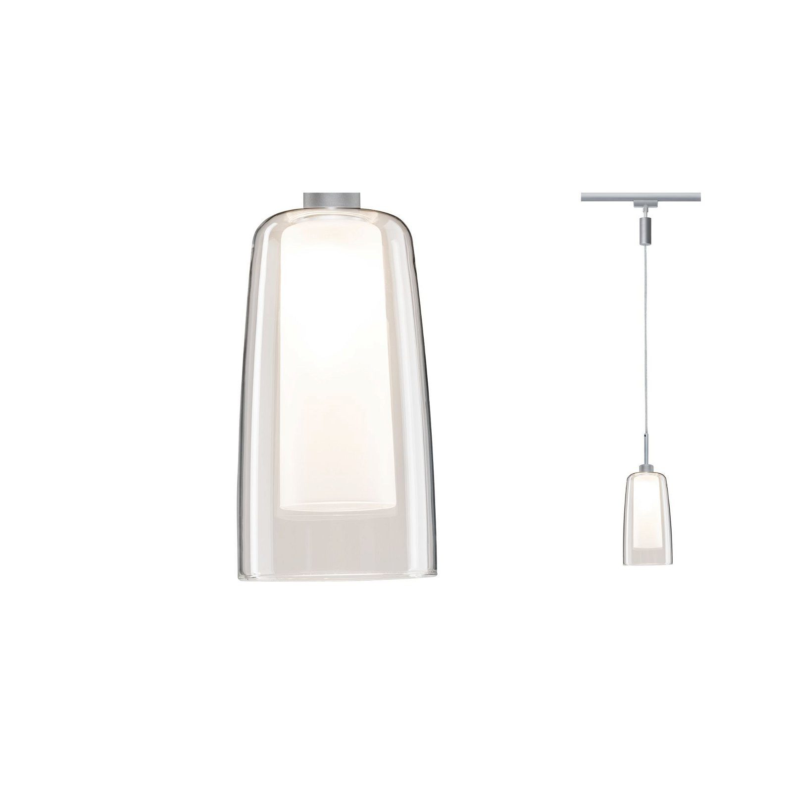 Paulmann Railsysteem-lampen URail Hanglamp Arido II GU10 560lm 5W 2700K 230V Chroom mat, Helder, Satin (1-delig)