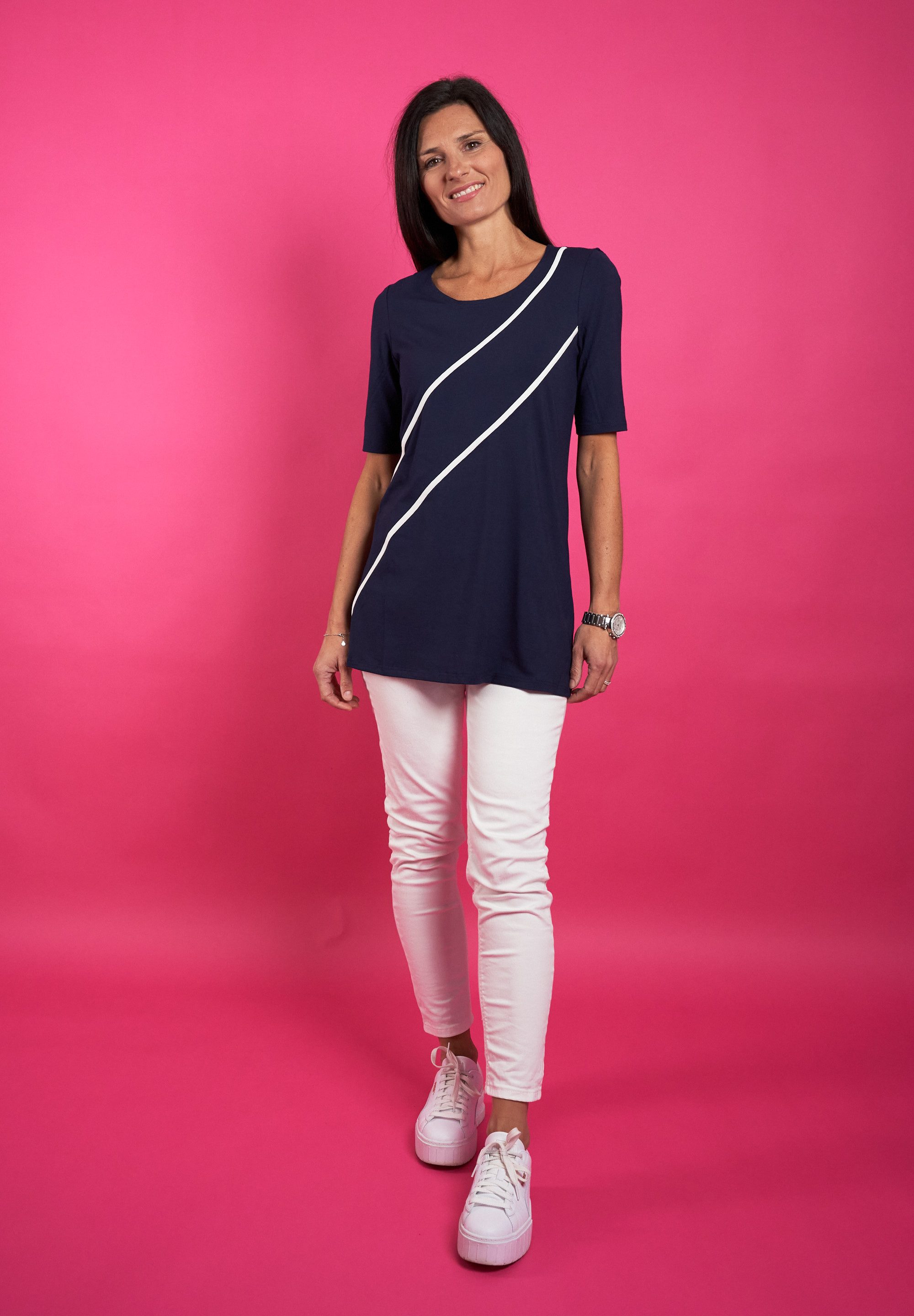 Seidel Moden T-shirt met strepen, made in germany