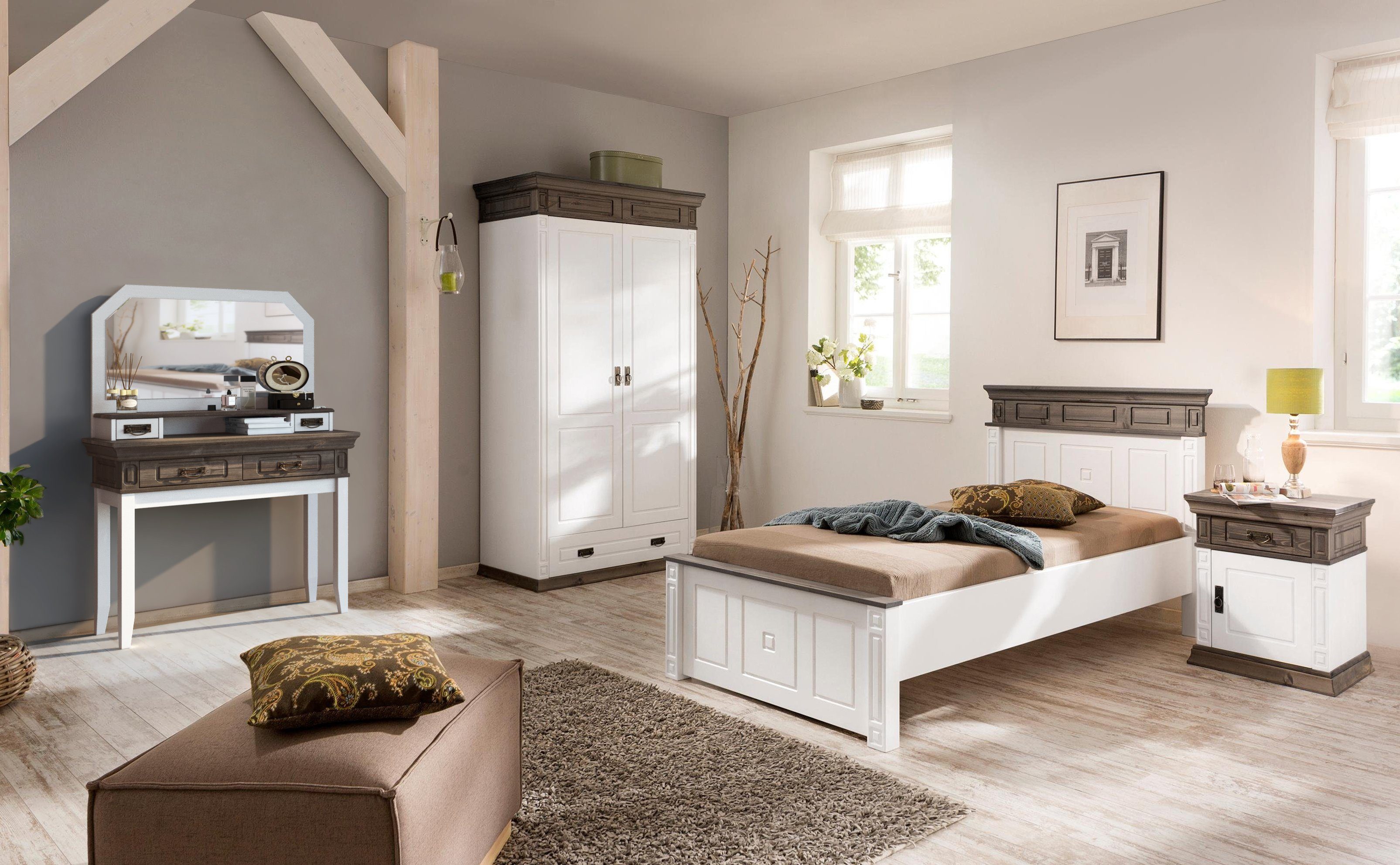 Home affaire Make-uptafel Vinales, console voor de gang Van massief grenen, met freeswerk