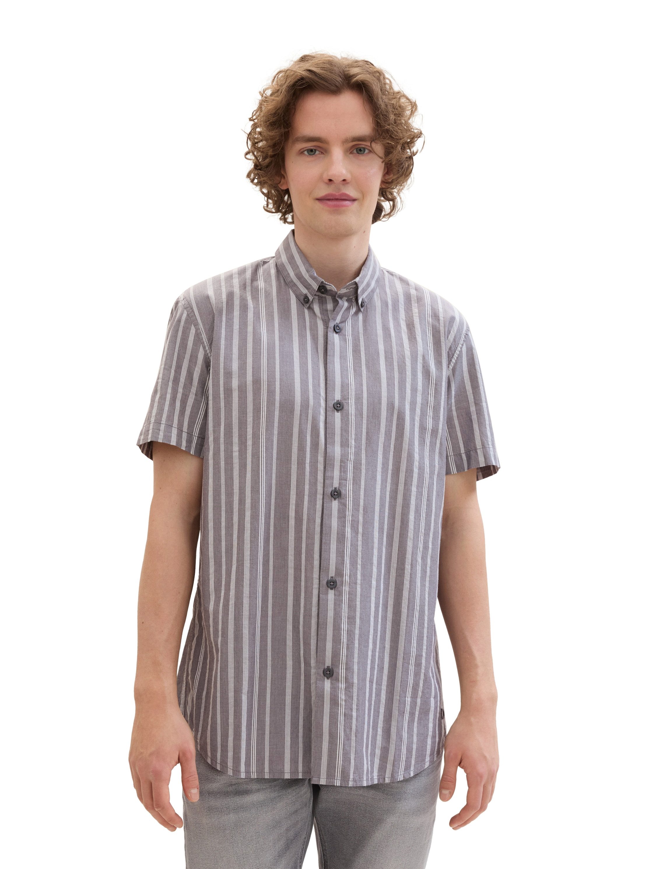 Tom Tailor Denim Overhemd met korte mouwen met gestreept patroon