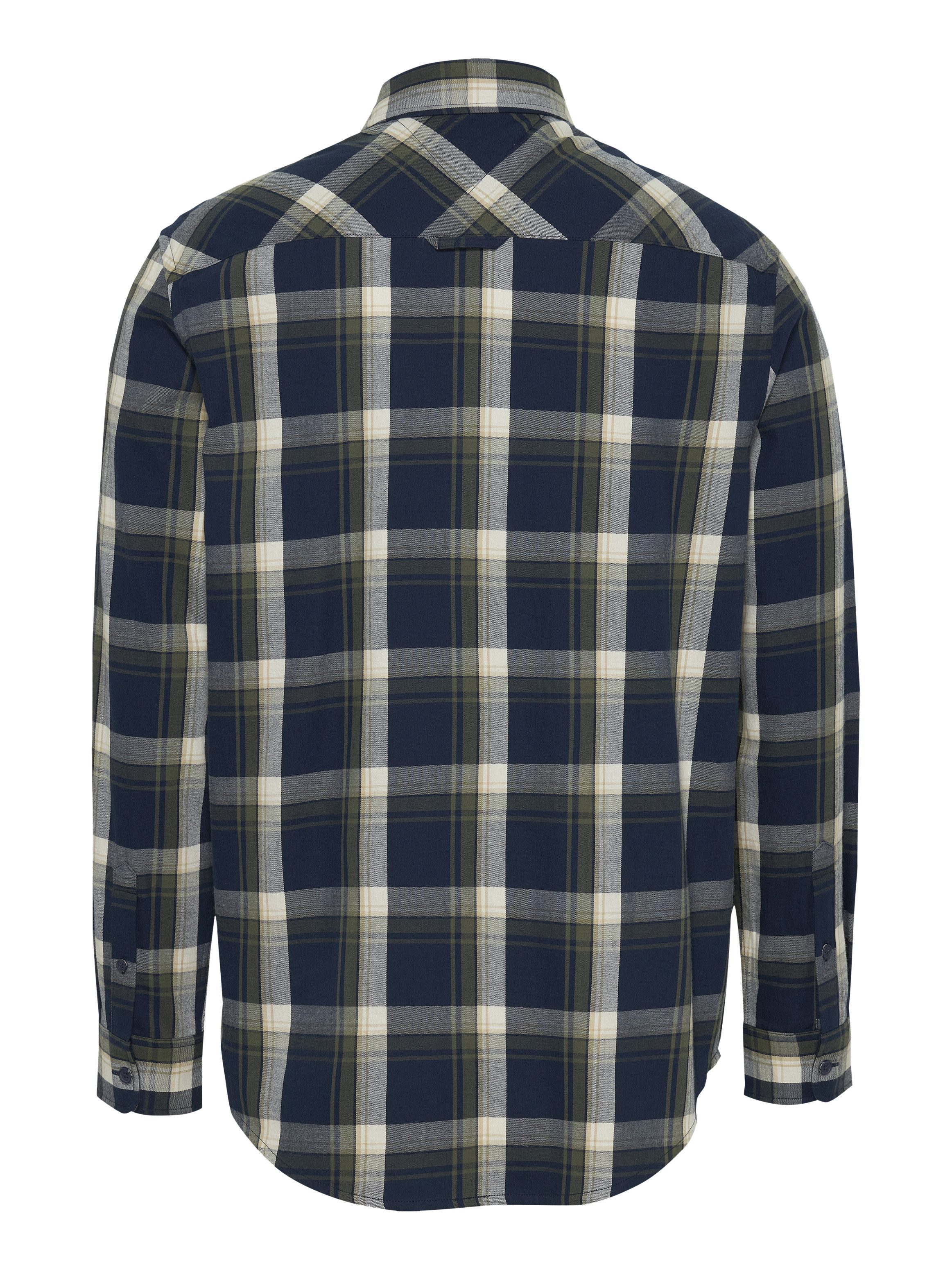 Tommy Jeans Plus Overhemd met lange mouwen TJM REG CHECK FLANNEL SHIRT EXT in grote maten, logoborduring, button-down kraag