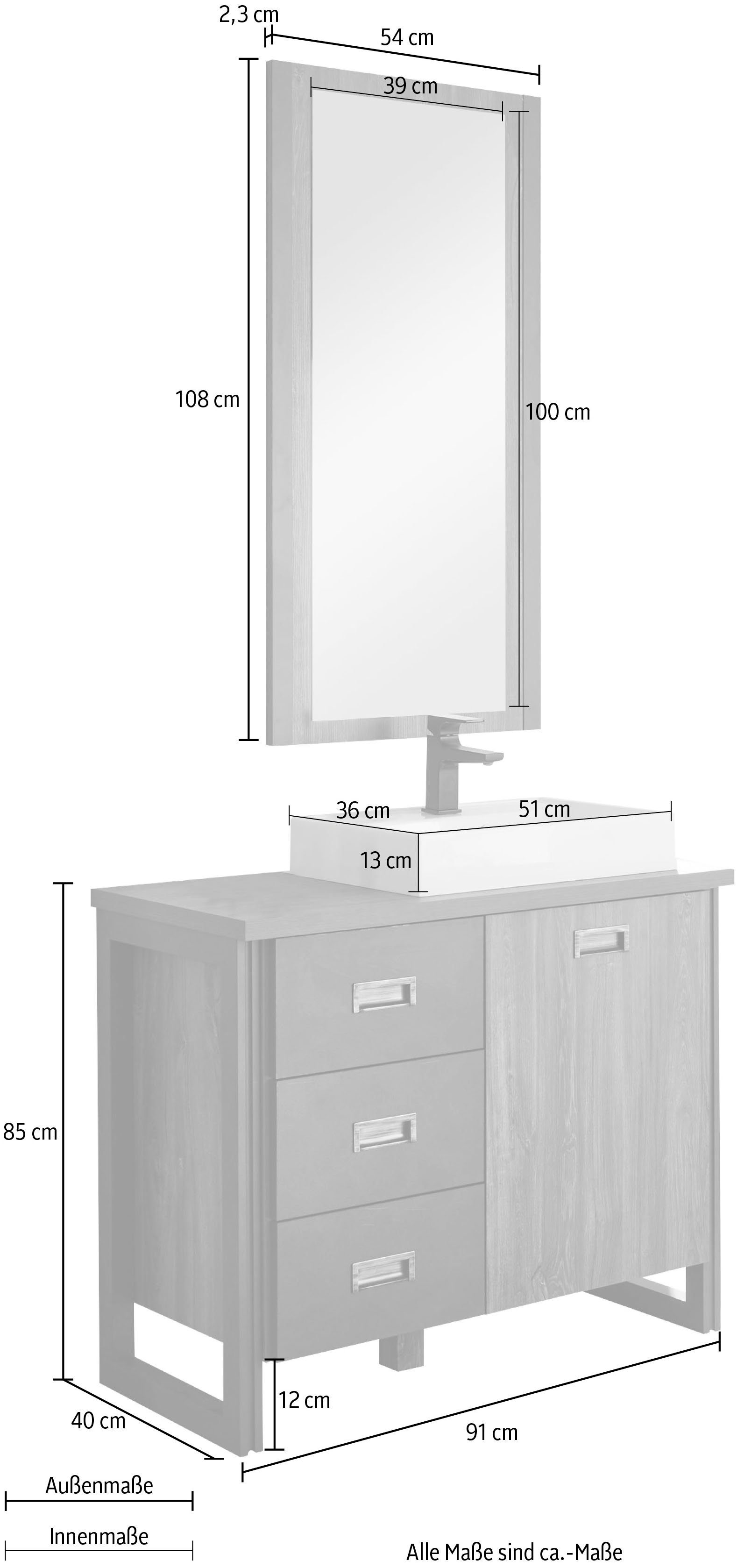 Home affaire Badkamerserie Detroit, badkamer in industriële stijl, 2-delig badkamer (set, 2-delig)