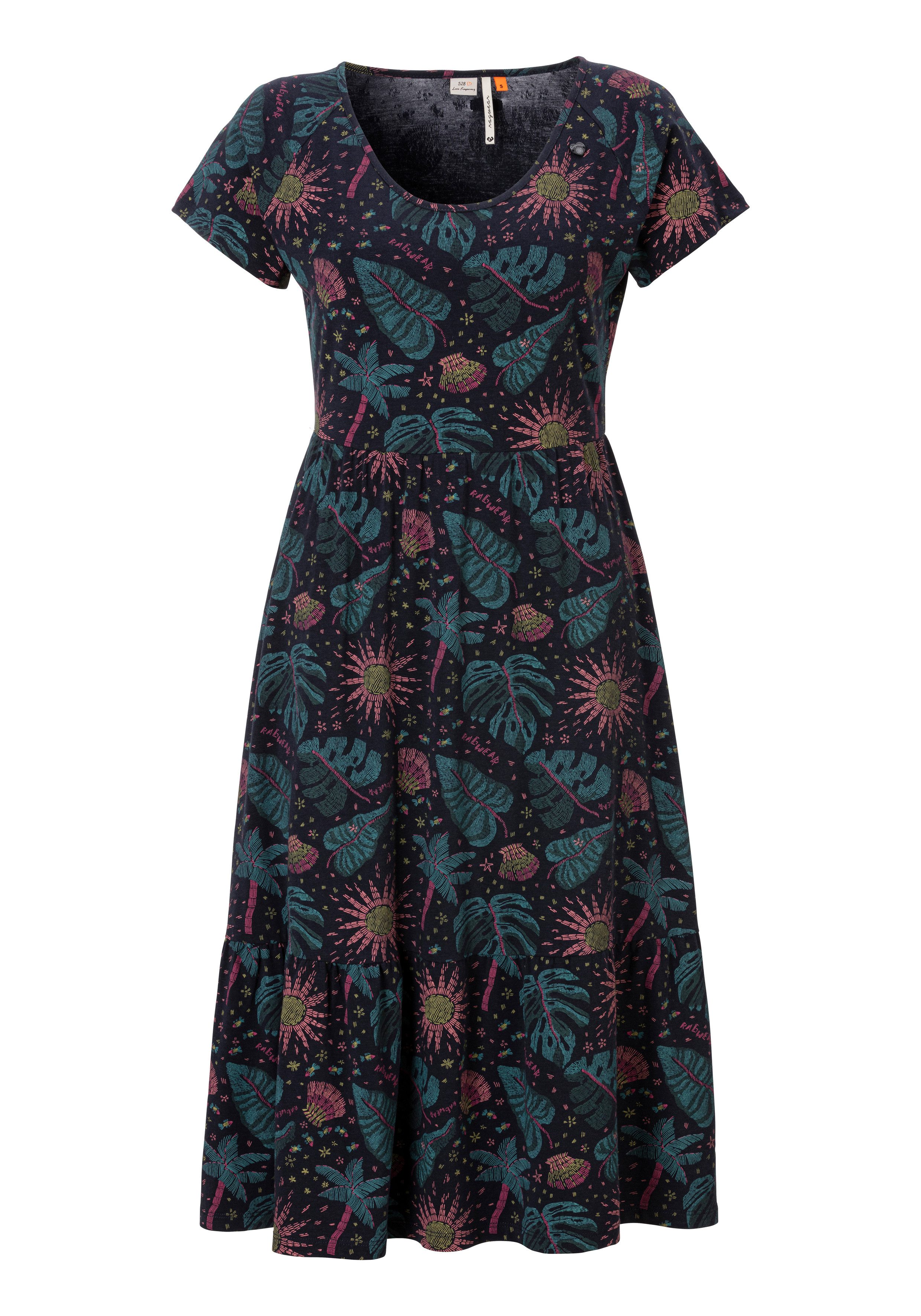 Ragwear Shirtjurk WAYVERLY met bloemen- en zomerse alloverdruk dames shirtjurken maat XS (34) blauw