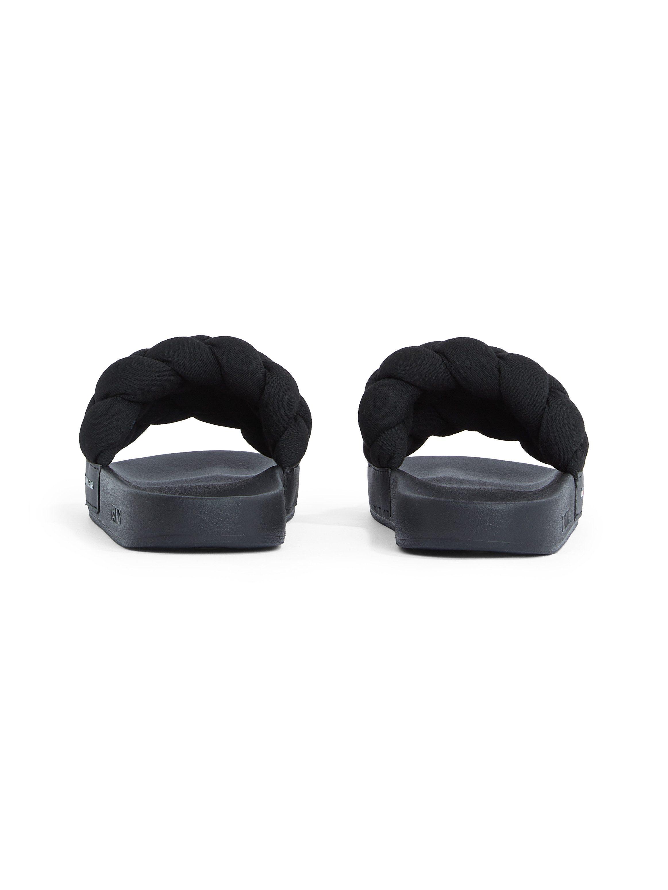 TOMMY JEANS Slippers TJW BRAIDED SLIDE , zomerschoen, flats, instapschoen, gevlochten, gewatteerde bandage