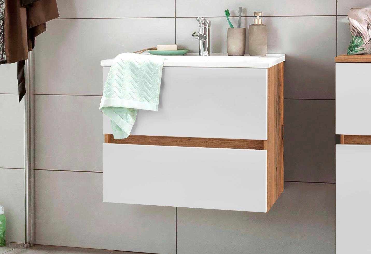 welltime Wastafelonderkast Lucca Badkamermeubel, wastafelonderkast inclusief wasbak, breedte 60 cm
