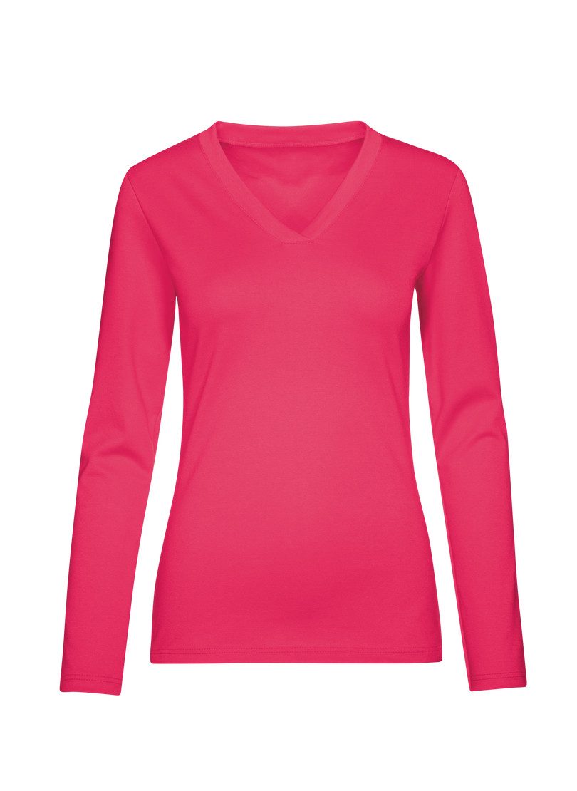 Trigema T-shirt TRIGEMA langarmshirt met V-hals (1-delig)
