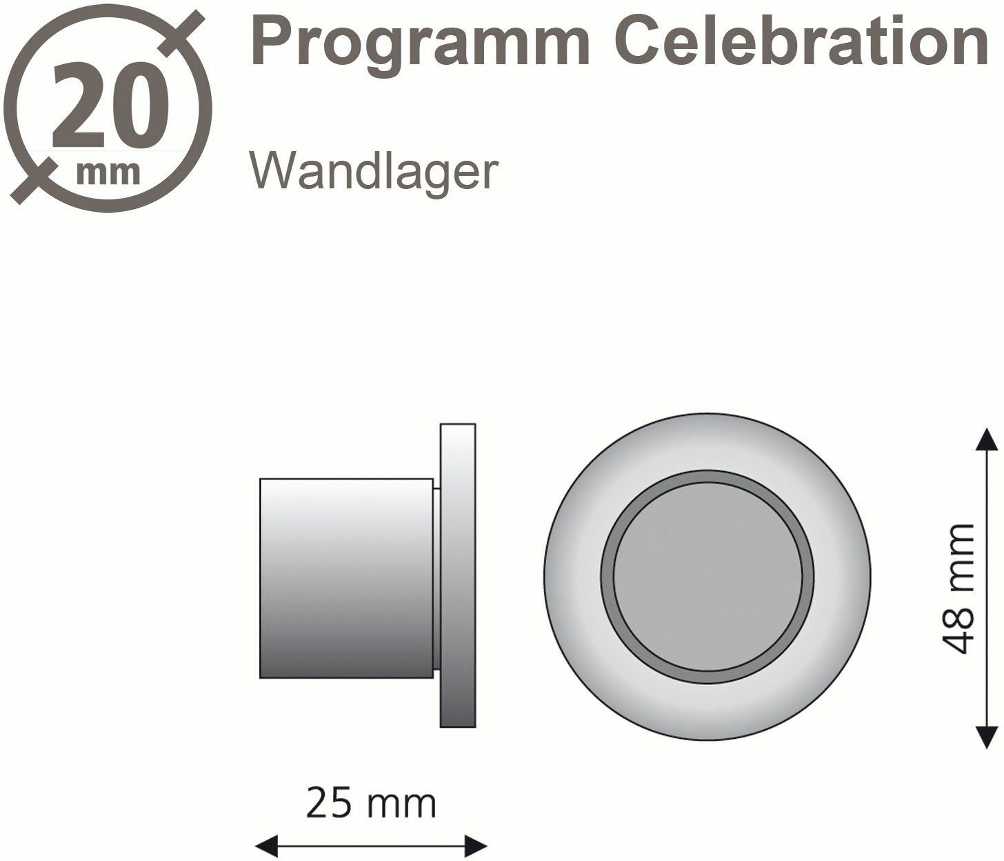 Liedeco Wandmontage Wandsteun, wandhouder voor 20 mm gordijnroedes "Celebration" (1 stuk)