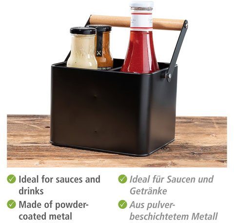 WENKO Organizer Model Baco robuust, poedergecoat zwart metaal