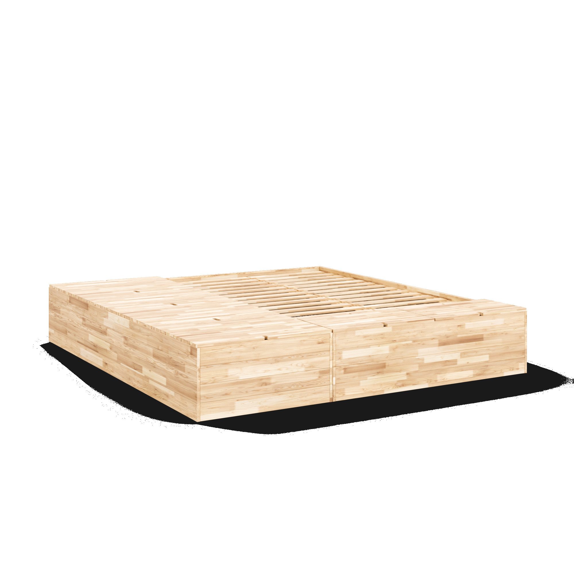 Karup Bedframe Basement Bed, opbergbank, bed optioneel met of zonder zitbank Bed met geïntegreerde opbergruimte, incl. lattenbodem, FSC® gecertificeerd