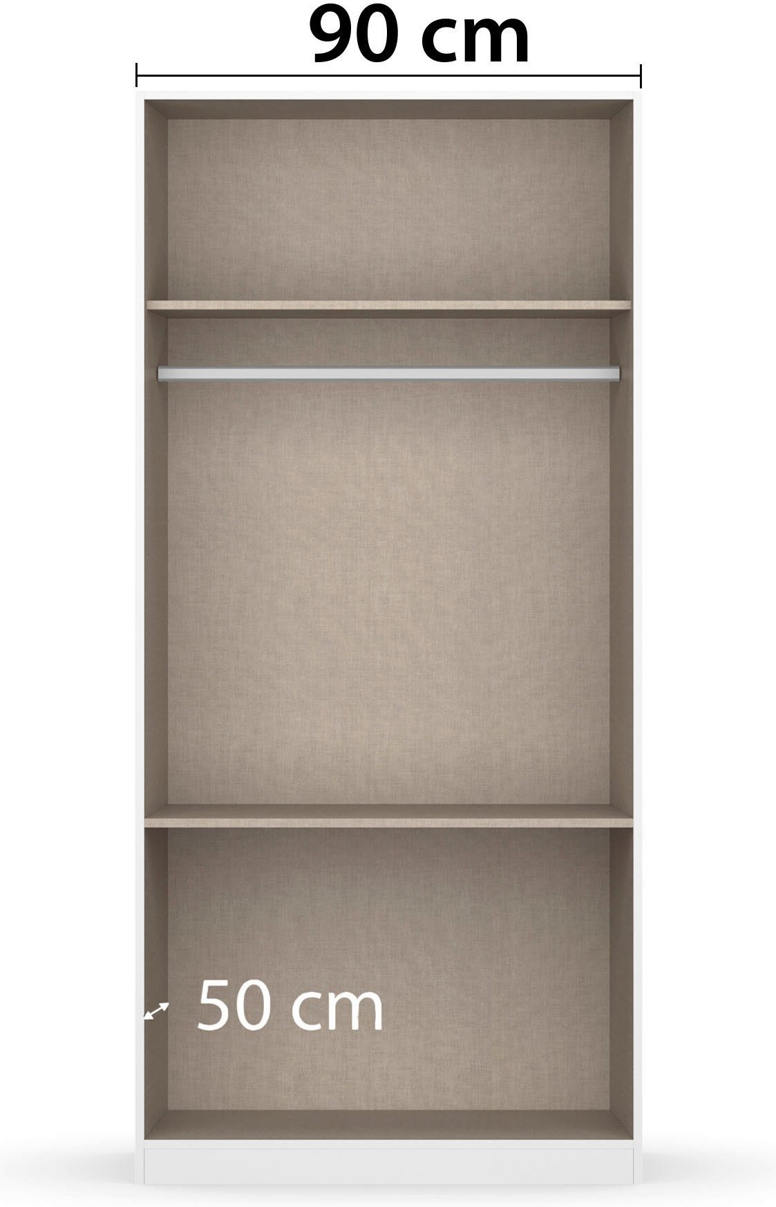 rauch Draaideurkast Kledingkast Kast Garderobe Wasmand COSTA in 3 Breedtes veel ruimte, greeploze front en push-to-open functie made in germany