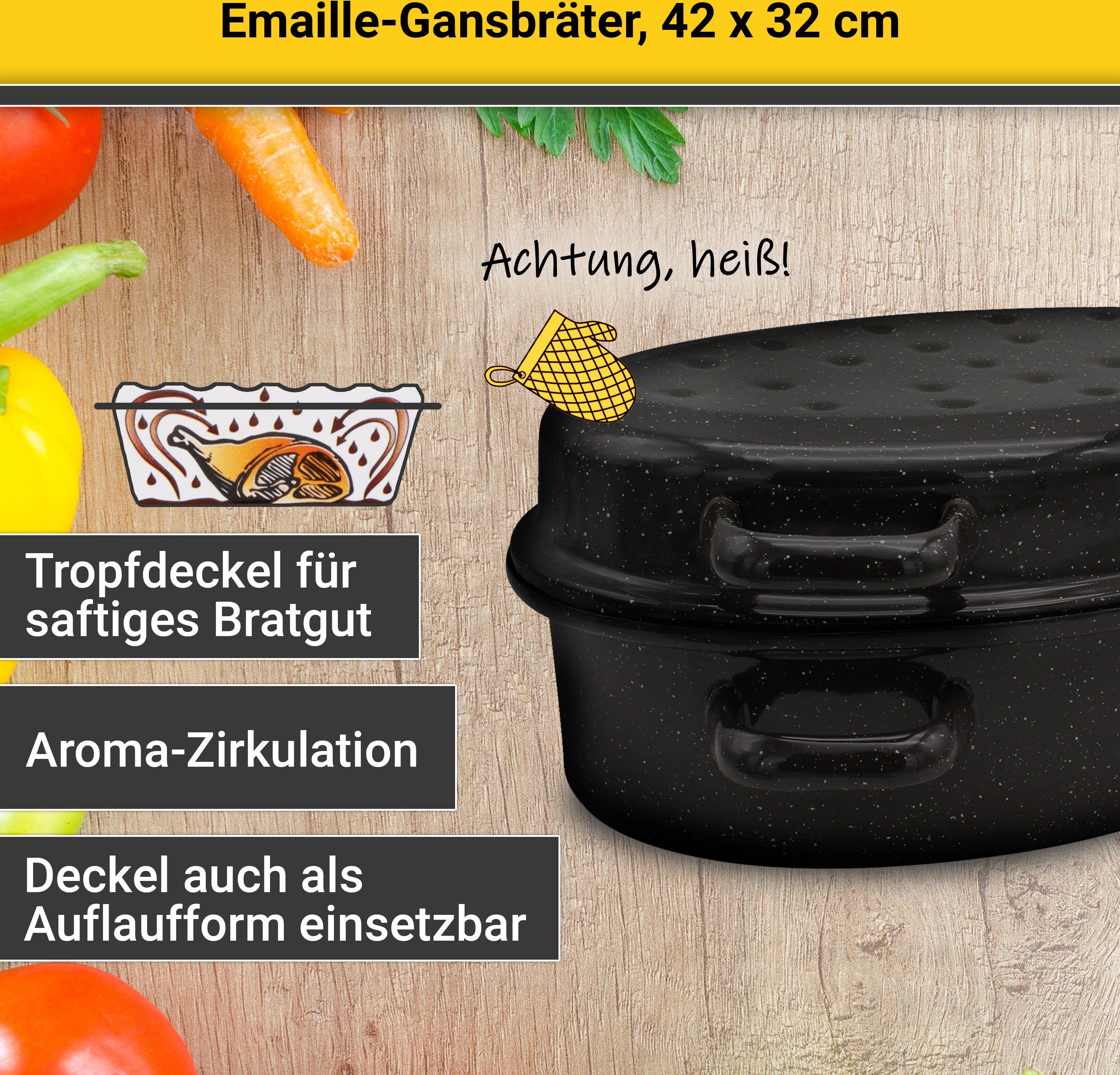 Krüger Braadpan Gansbraadpan met druipdeksel voor inductiekookvelden geschikt