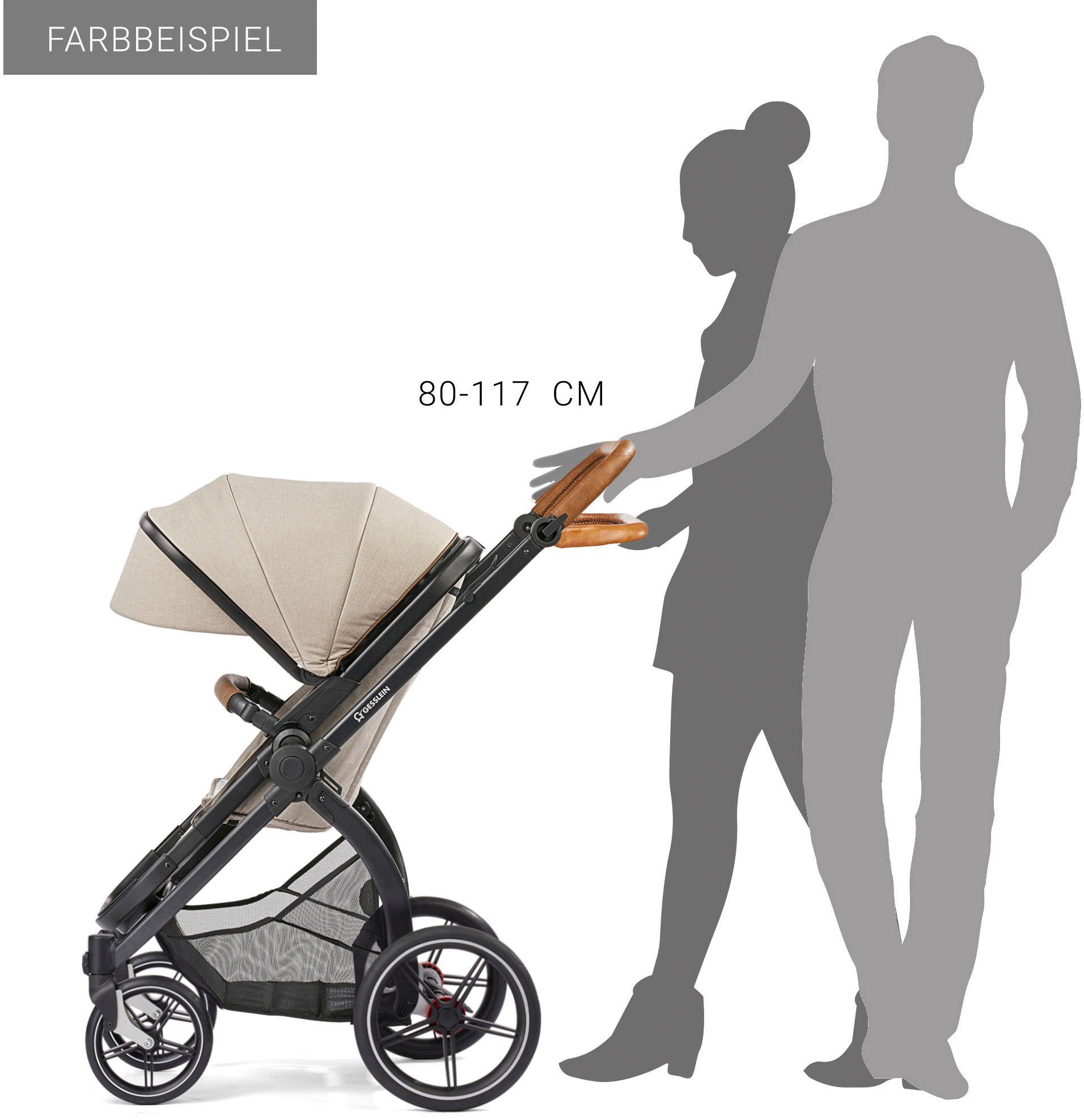 Gesslein Combi-kinderwagen FX4 Soft+ met opzetstuk Life, zwart/tabak, zand