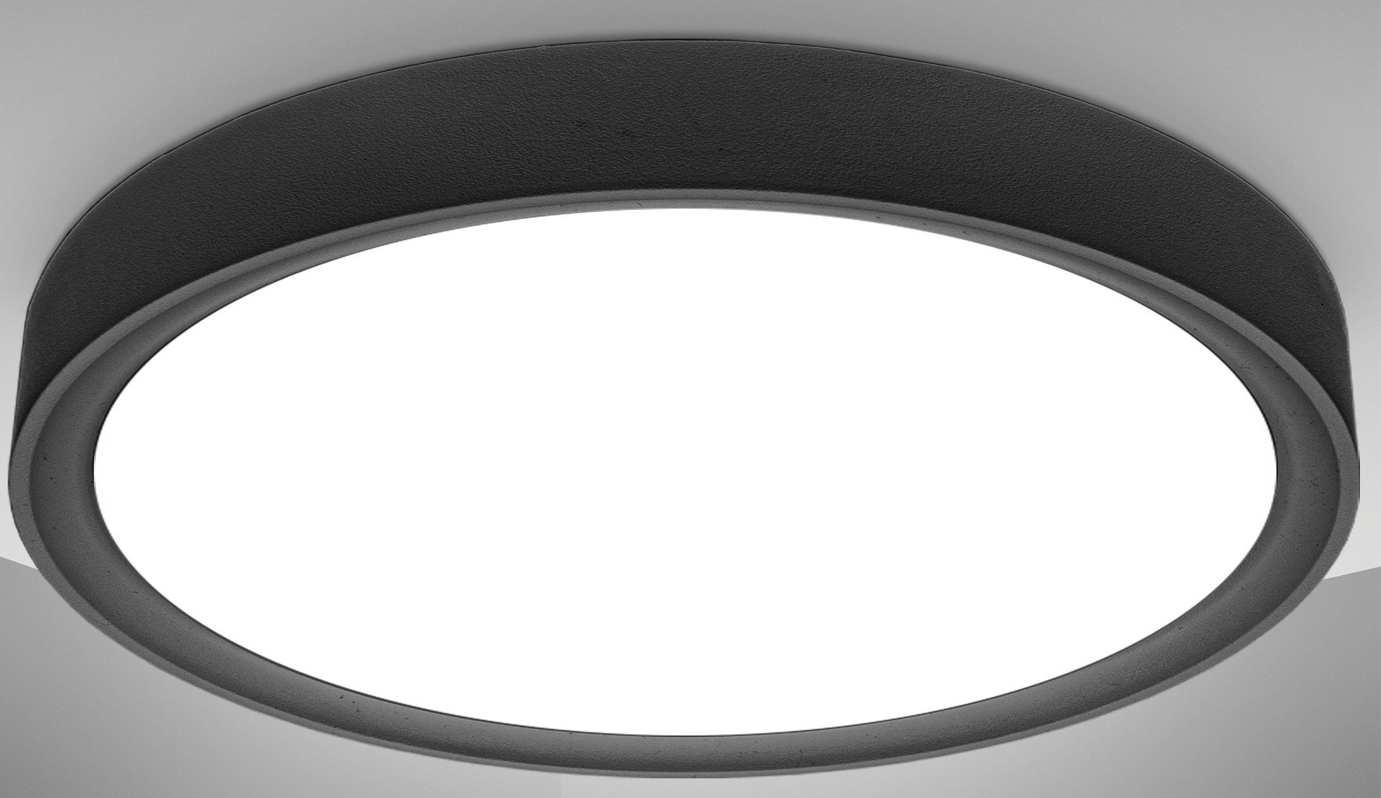 B.K.Licht Led-plafondlamp BK_DL1466 LED Deckenlampe, neutralweißes Licht, Schwarz, 15W, Ø33,5cm