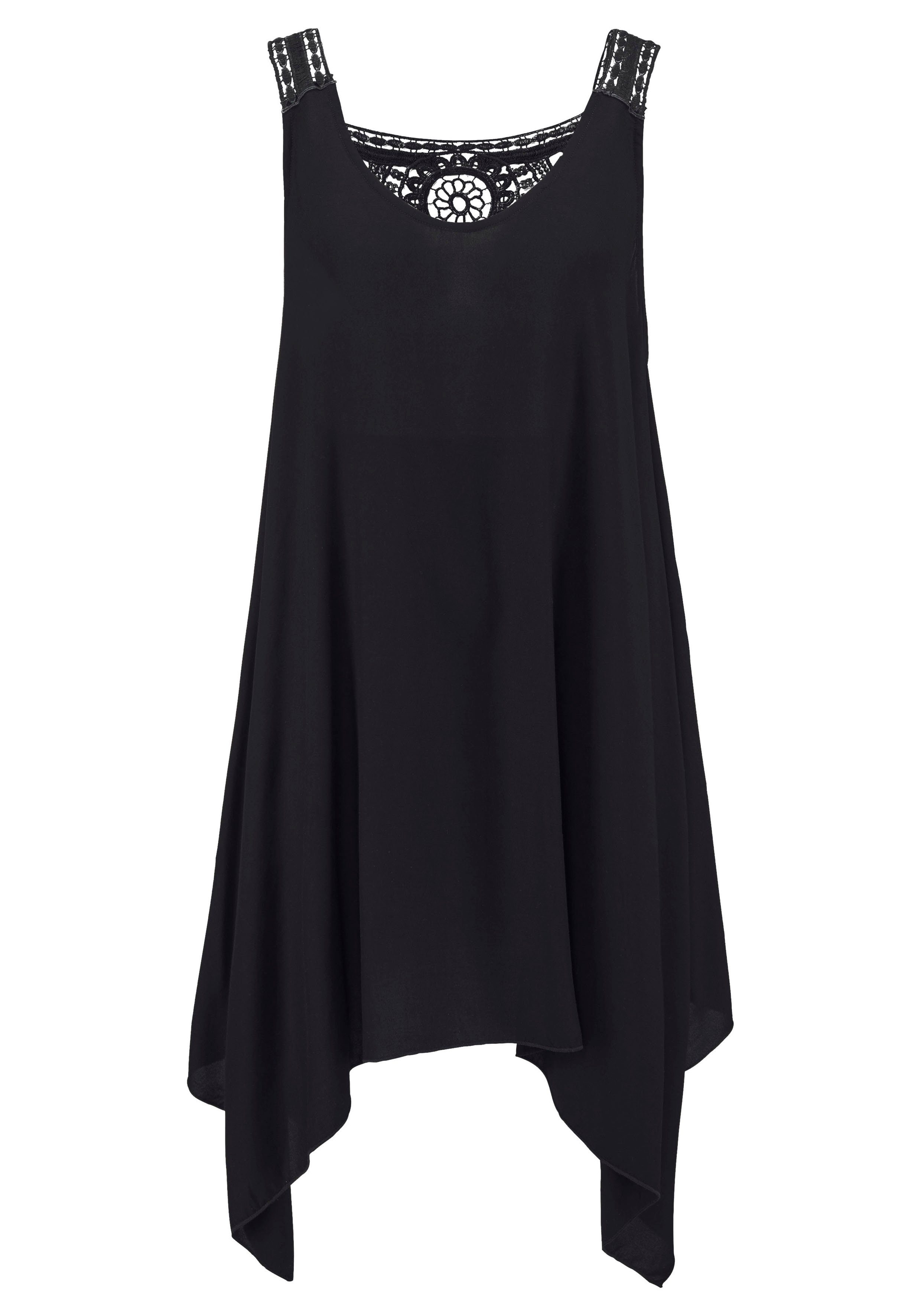 Lascana Strandjurk met kant op de rug, longshirt in ruime vorm, zomerjurk