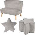 roba kinderzithoek lil sofa bestaand uit kinderbank, kinderkruk en sierkussen in stervorm (set, 3-delig) grijs
