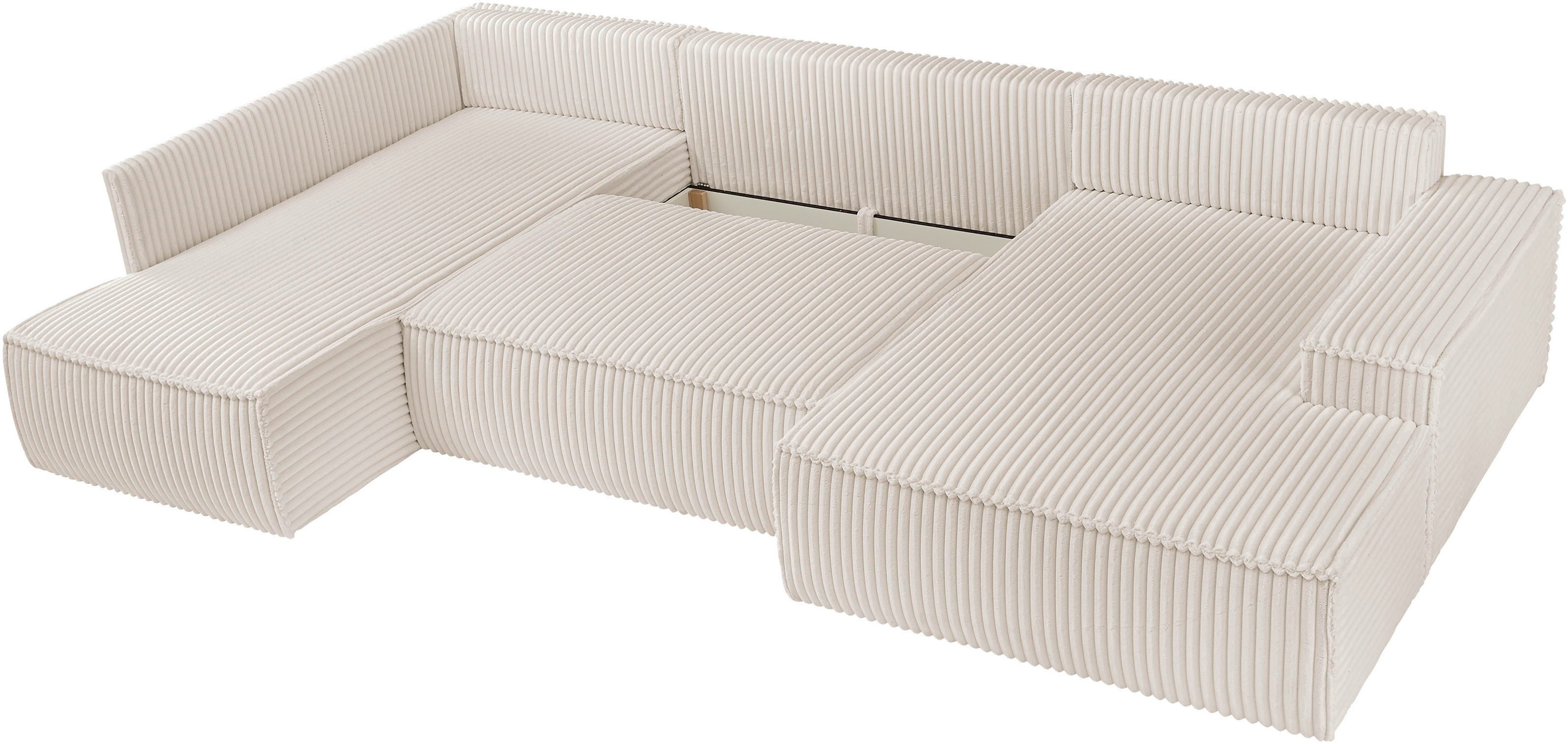 andas Zithoek FINNLEY U-model XXL 329 cm, bedbank, slaapfunctie m. bedkist