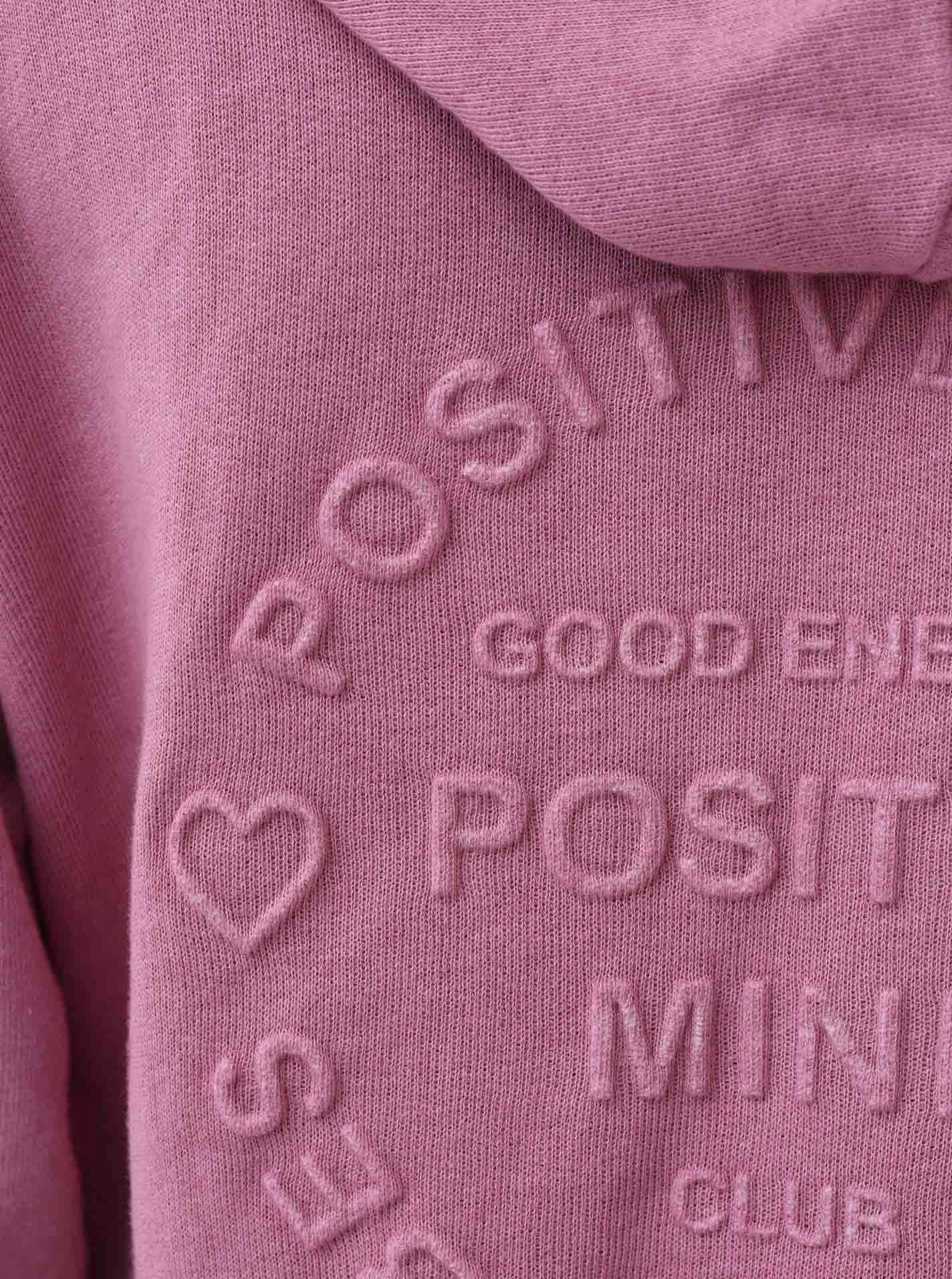 Zwillingsherz Jersey jas Hoodiemantel "Positive Mind" Jas met capuchon en "Positiv Mind" opdruk aan de achterkant