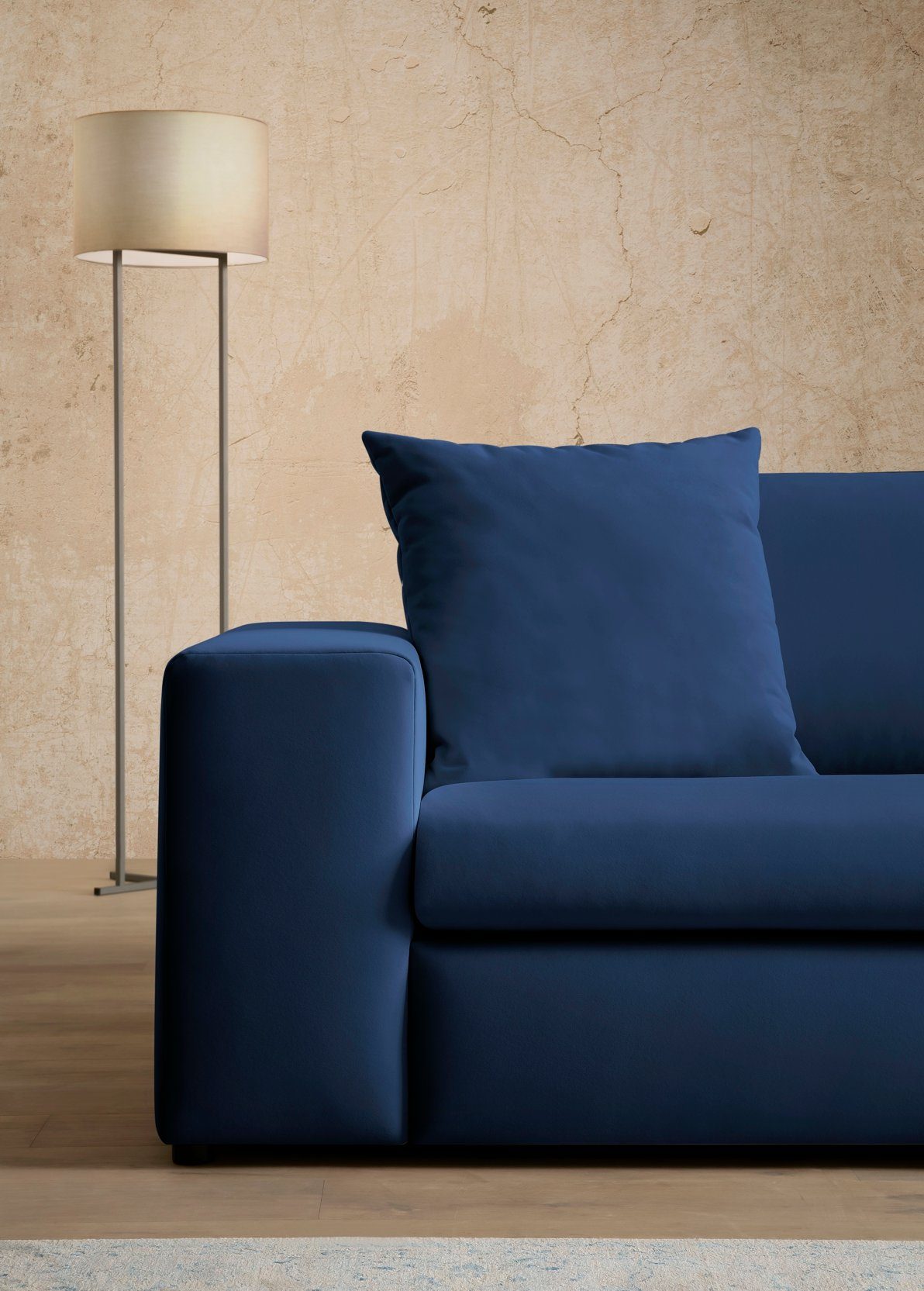 andas 3-zitsbank SLEETLAND XXL in fluweel of vintage lederlook