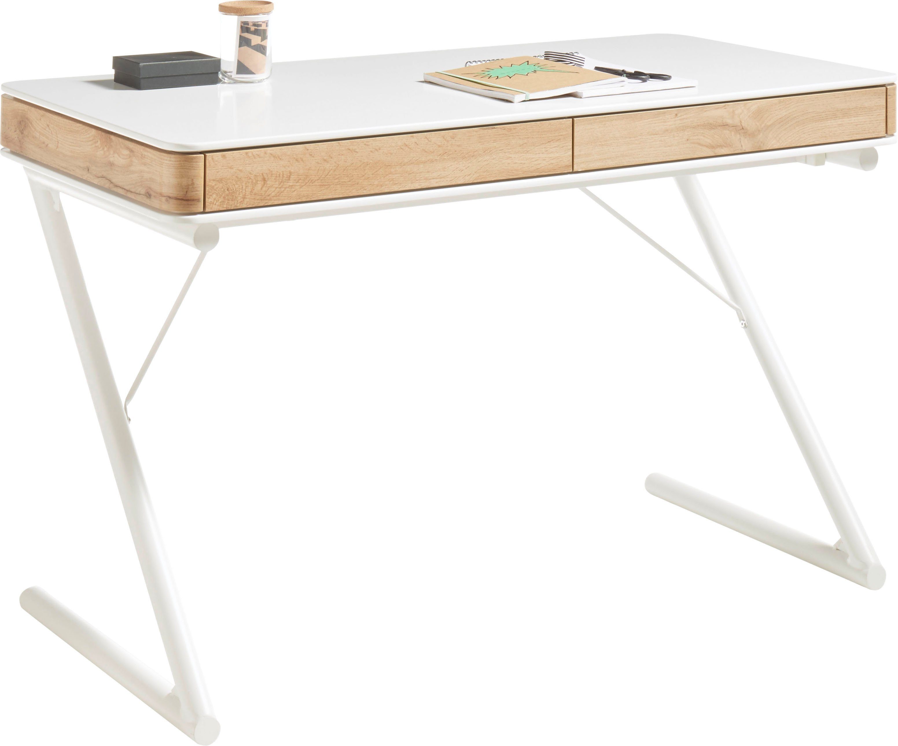 MCA furniture Bureau Boekarest matwit met laden, breedte 120 cm