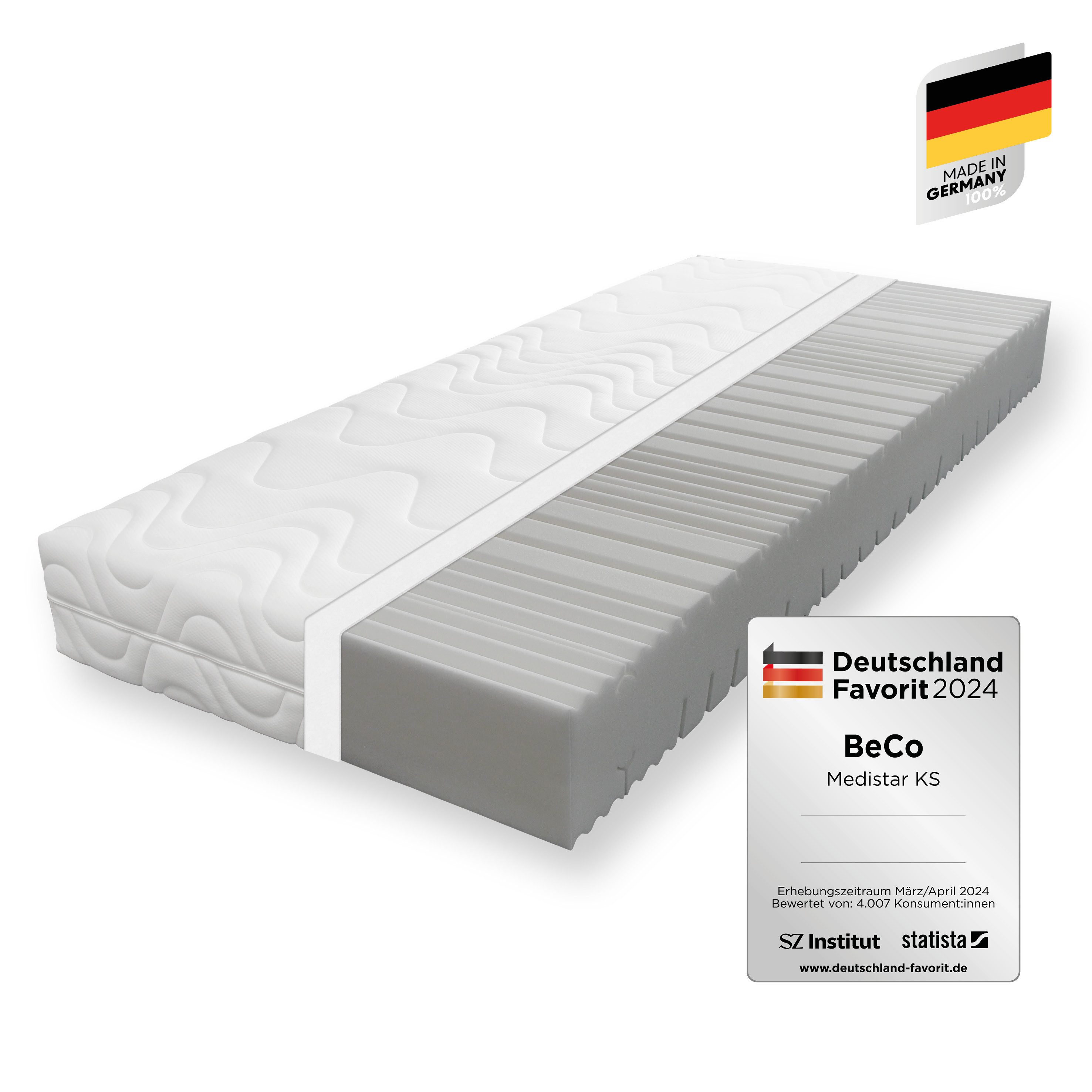 Beco Comfortschuimmatras Medistar KS, matras koudschuim-gevoel 90x200 cm, 140x200 cm Getest met 1,1* "ZEER GOED" & beoordeeld als**Duitsland Favoriet 2024 hoogte 21 cm