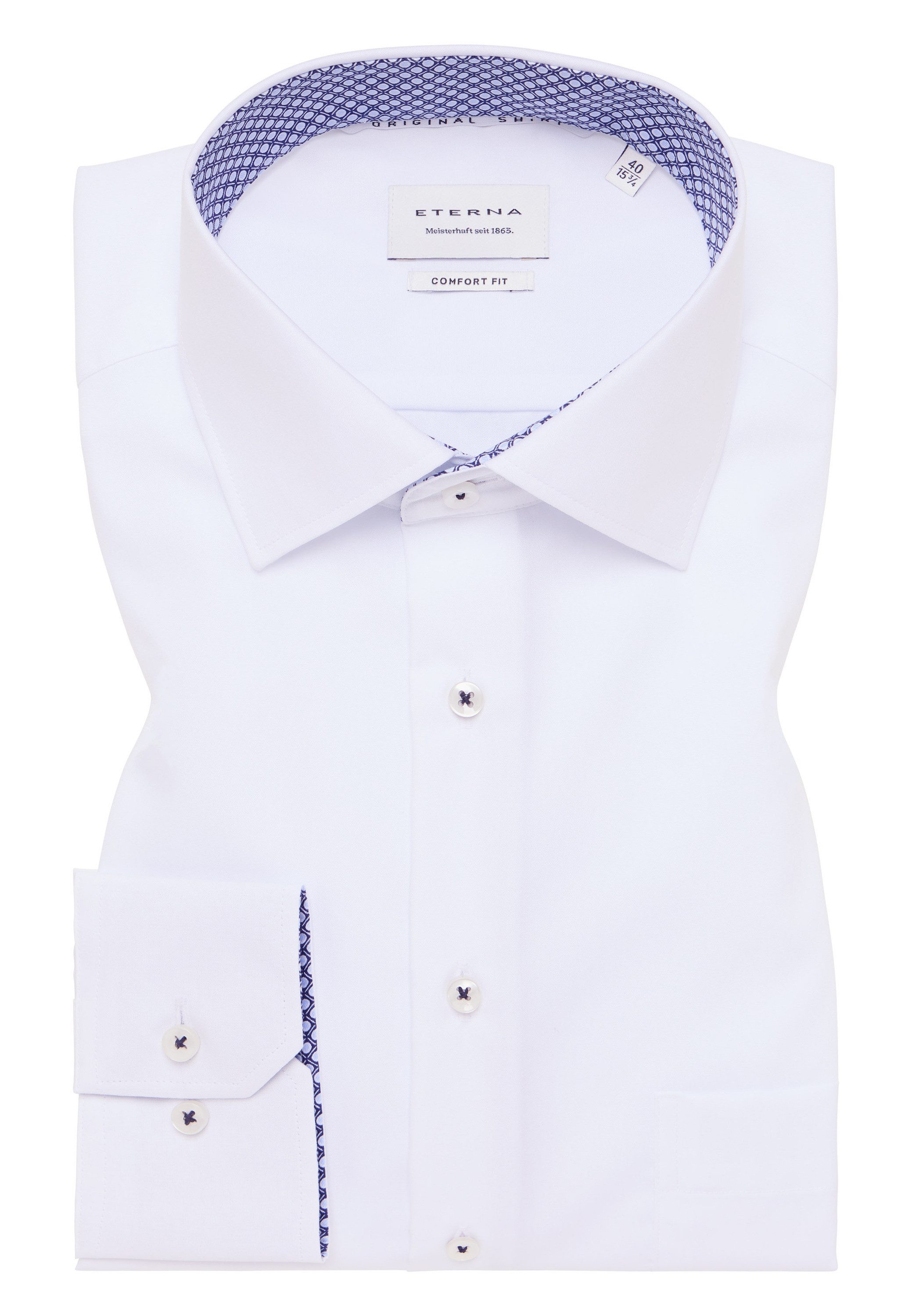 Eterna Overhemd met lange mouwen Comfort fit NON IRON (strijkvrij)