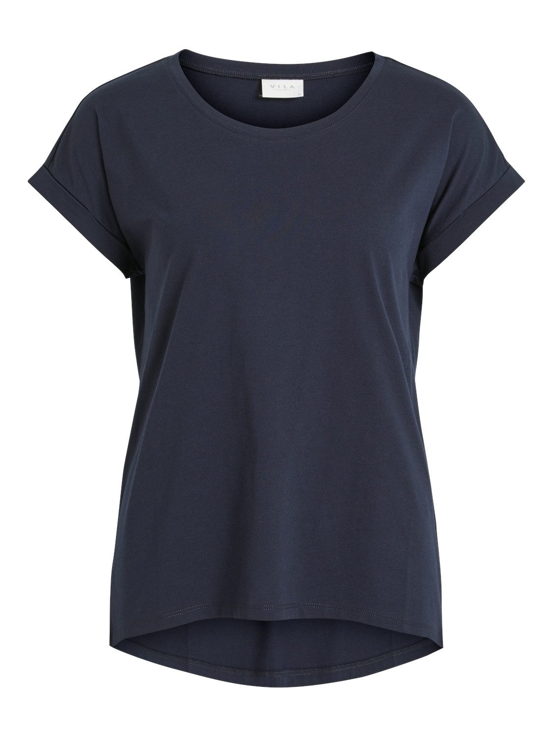 Vila Shirt met ronde hals VIDREAMERS NEW PURE T-SHIRT/SU-NOOS Basic dames T-shirt met ronde hals en omgeslagen mouwen