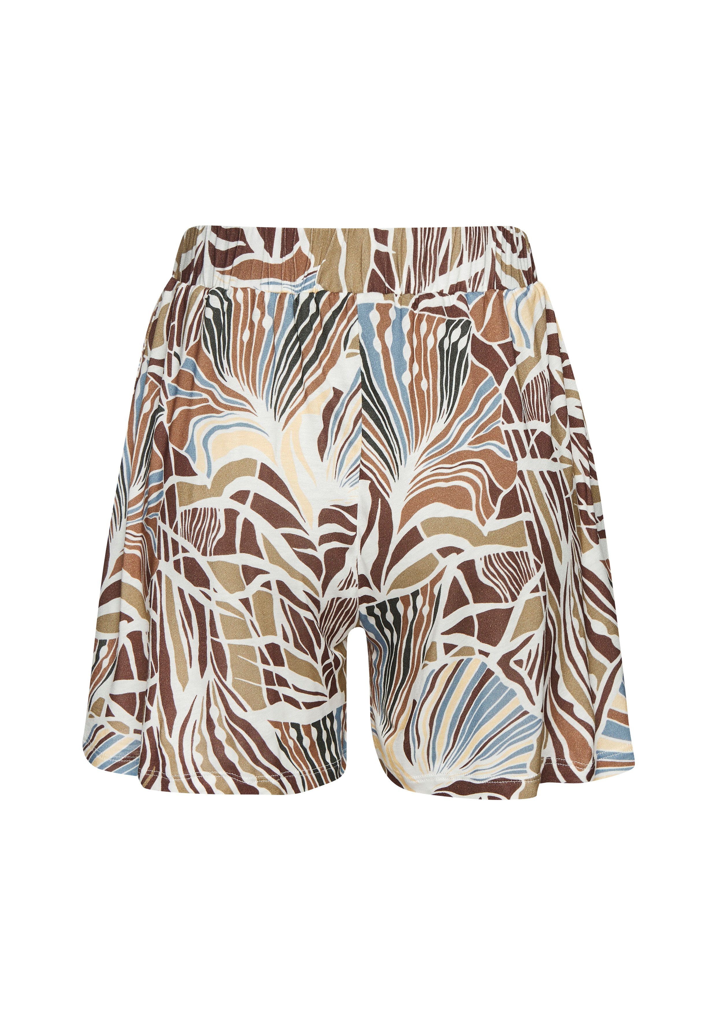 Lascana Strandshort met vaste bindgordel korte broek met alloverprint