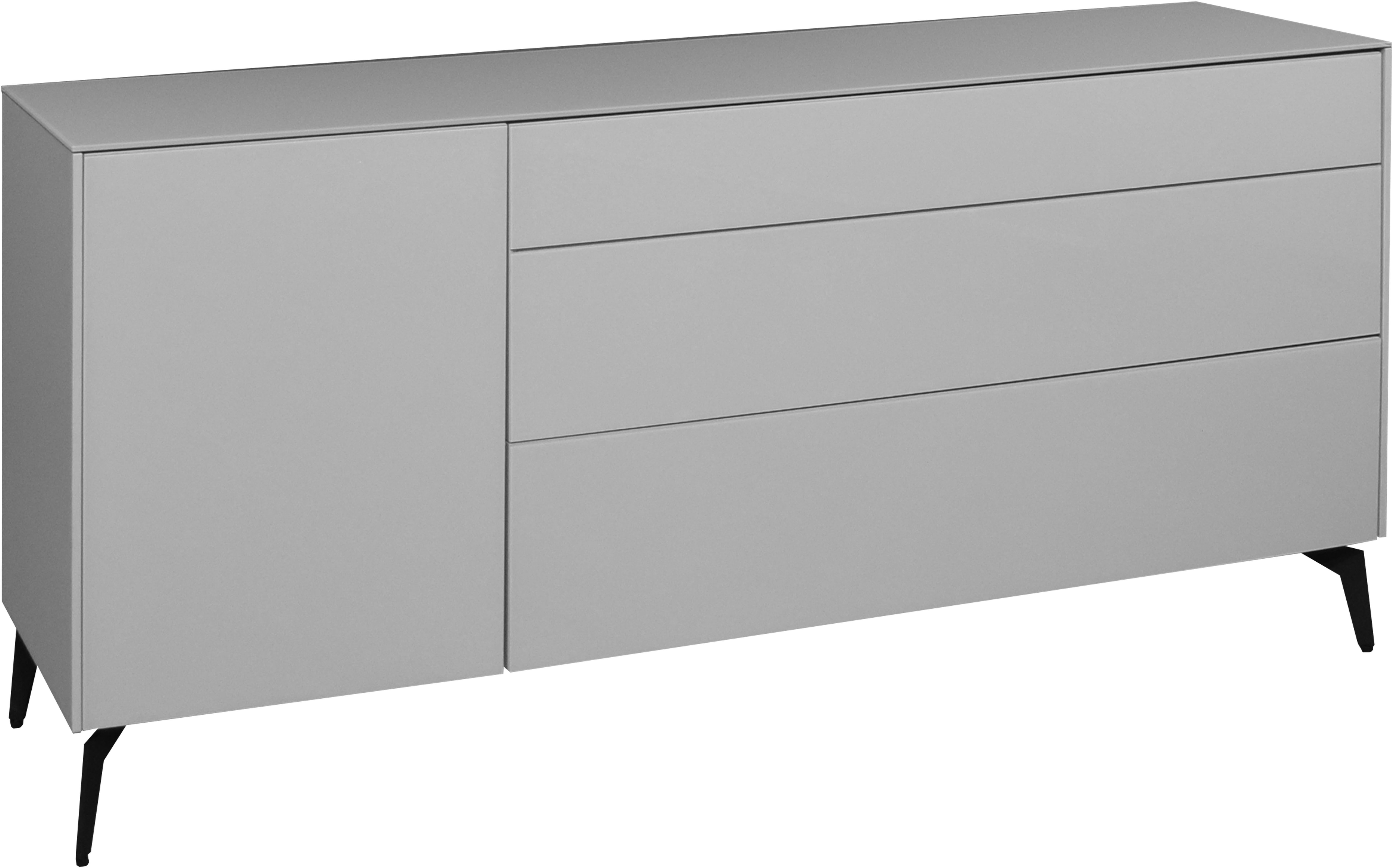 Mäusbacher Tv-meubel Imola BESTSELLER! Mäusbacher lowboard met glasfront en glazen bovenblad lowboards grijs
