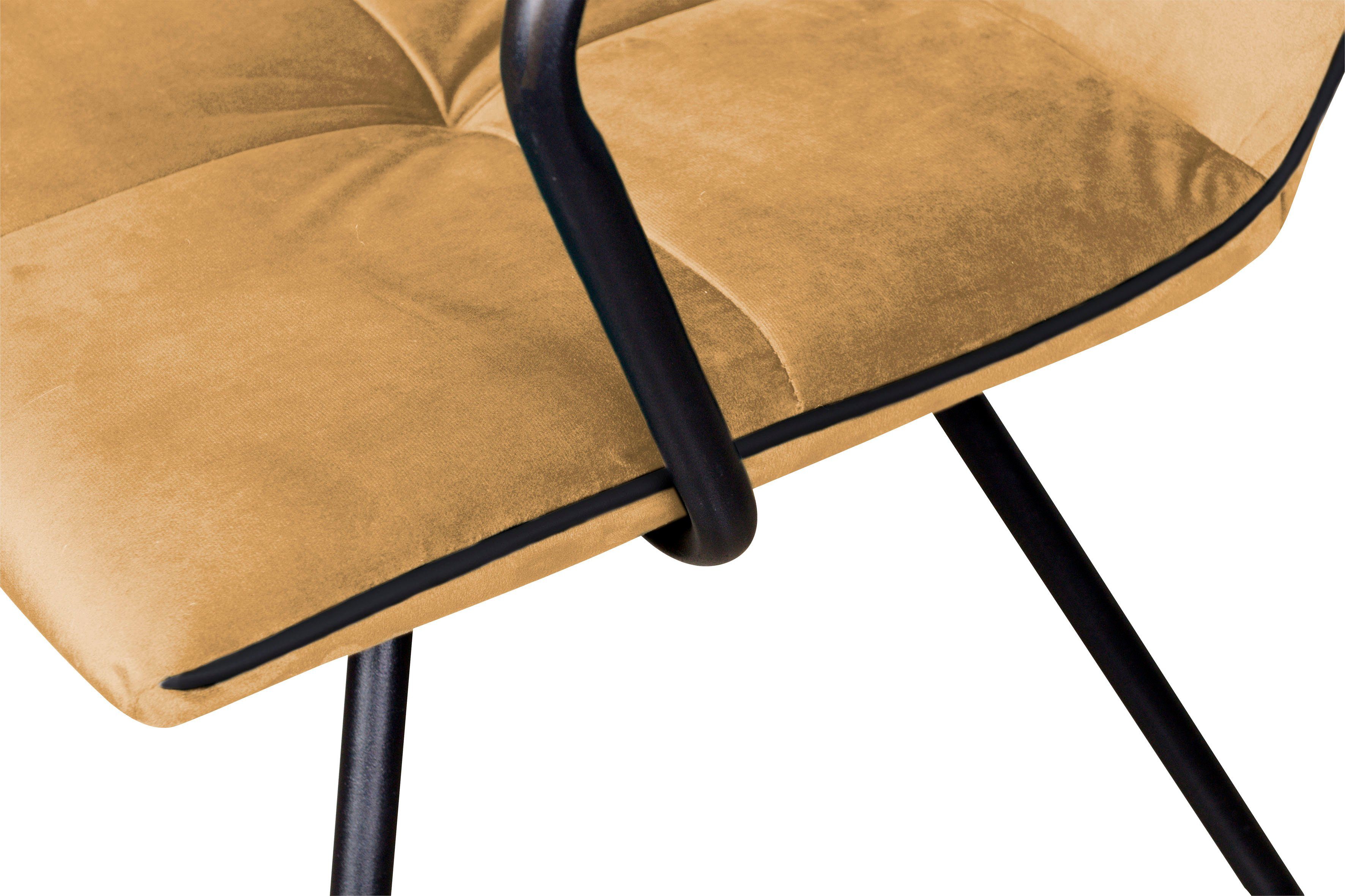 Kayoom Stoel Eaden 225 2-pack, fluweelachtige stofbekleding, paspel van kunstleer stijlvol, onderhoudsvriendelijk, eigentijdse kleurstelling, fluweelachtige stofbekleding (set, 2 stuks)