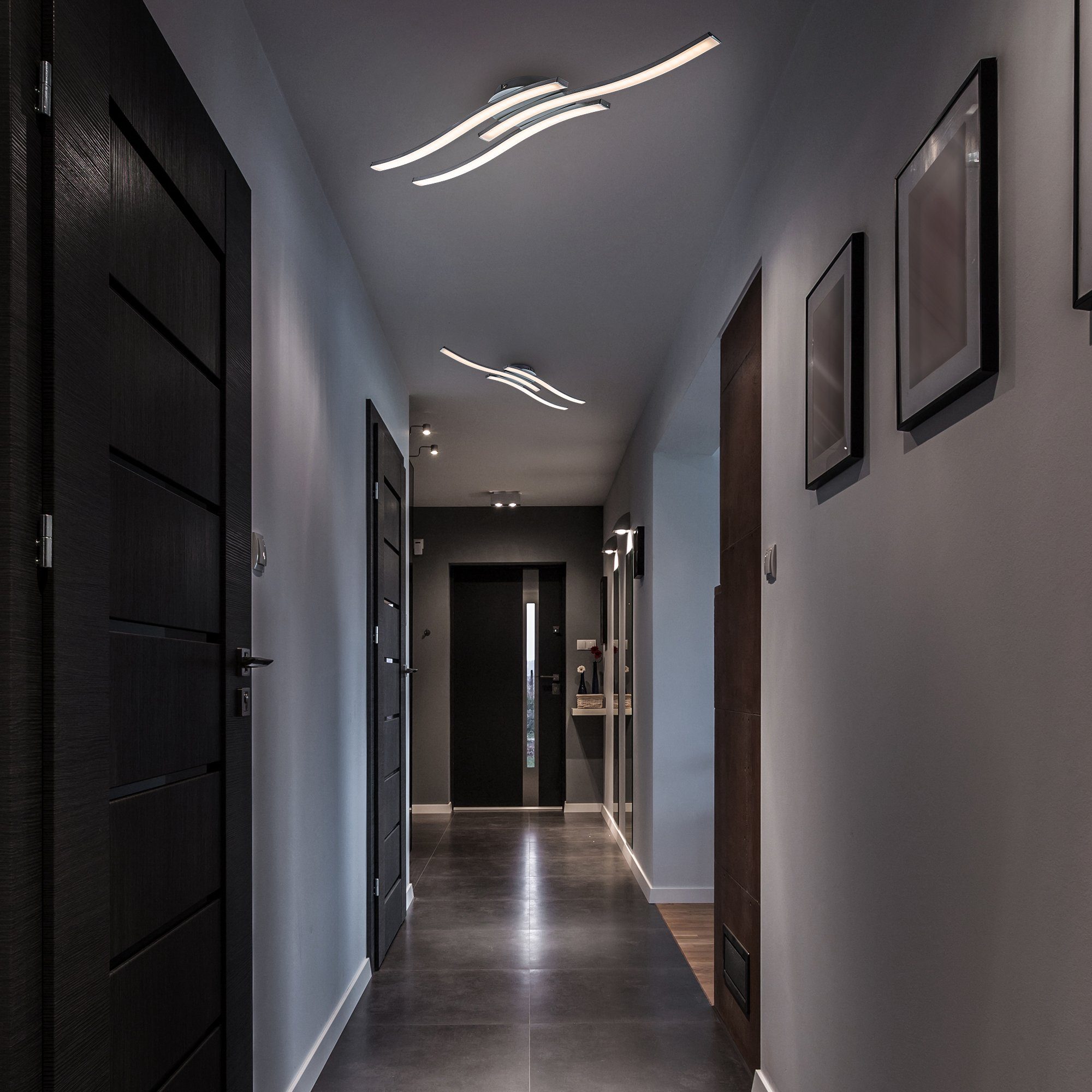 B.K.Licht Led-plafondlamp LED design plafondlamp woonkamer modern acrylwit aluminiumlook 6 Watt