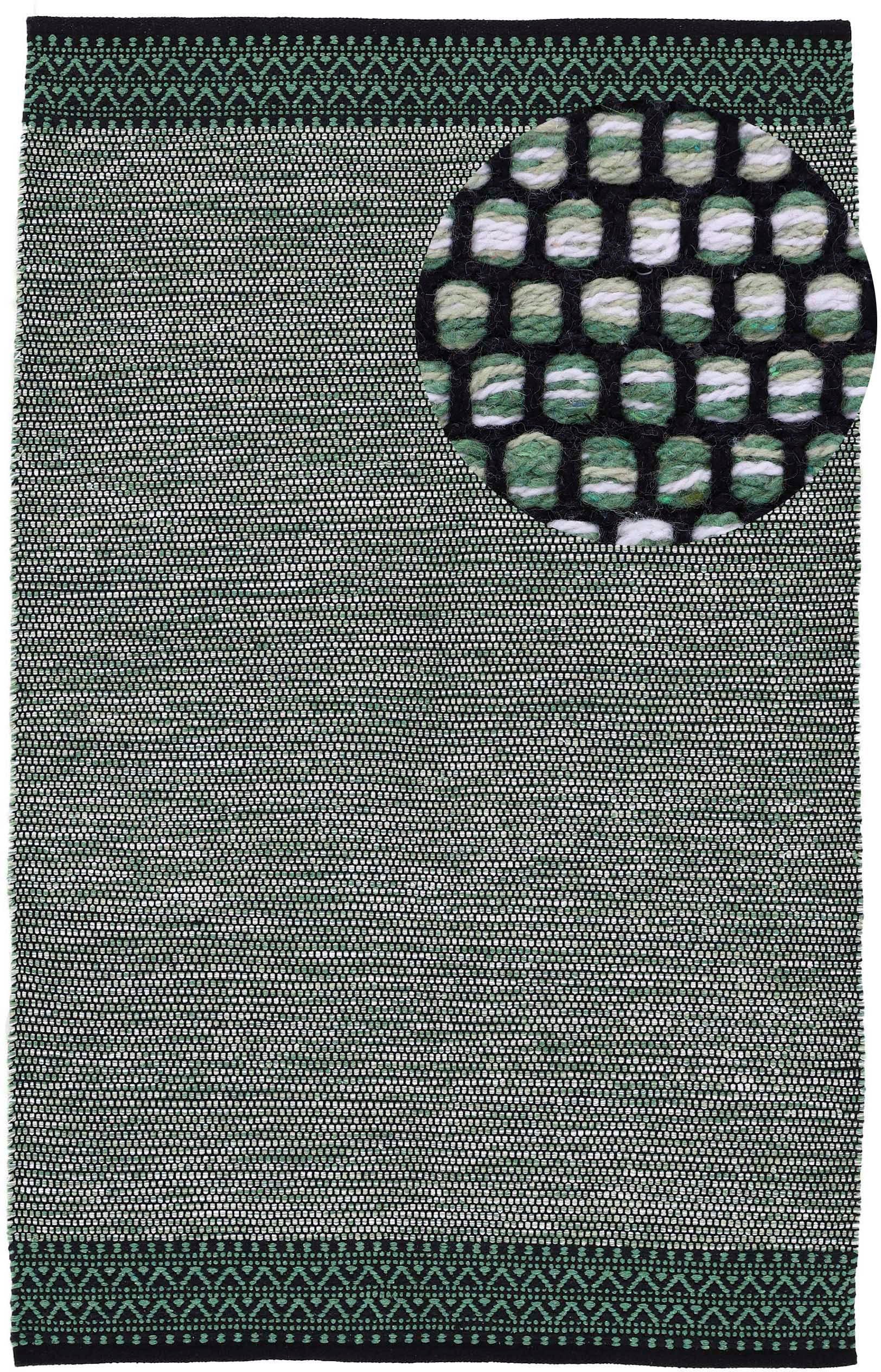 carpetfine Vloerkleed Kelim Mia Katoenen tweezijdig te gebruiken kleed, woonkamer moderne vloerkleden maat 240x340 cm groen