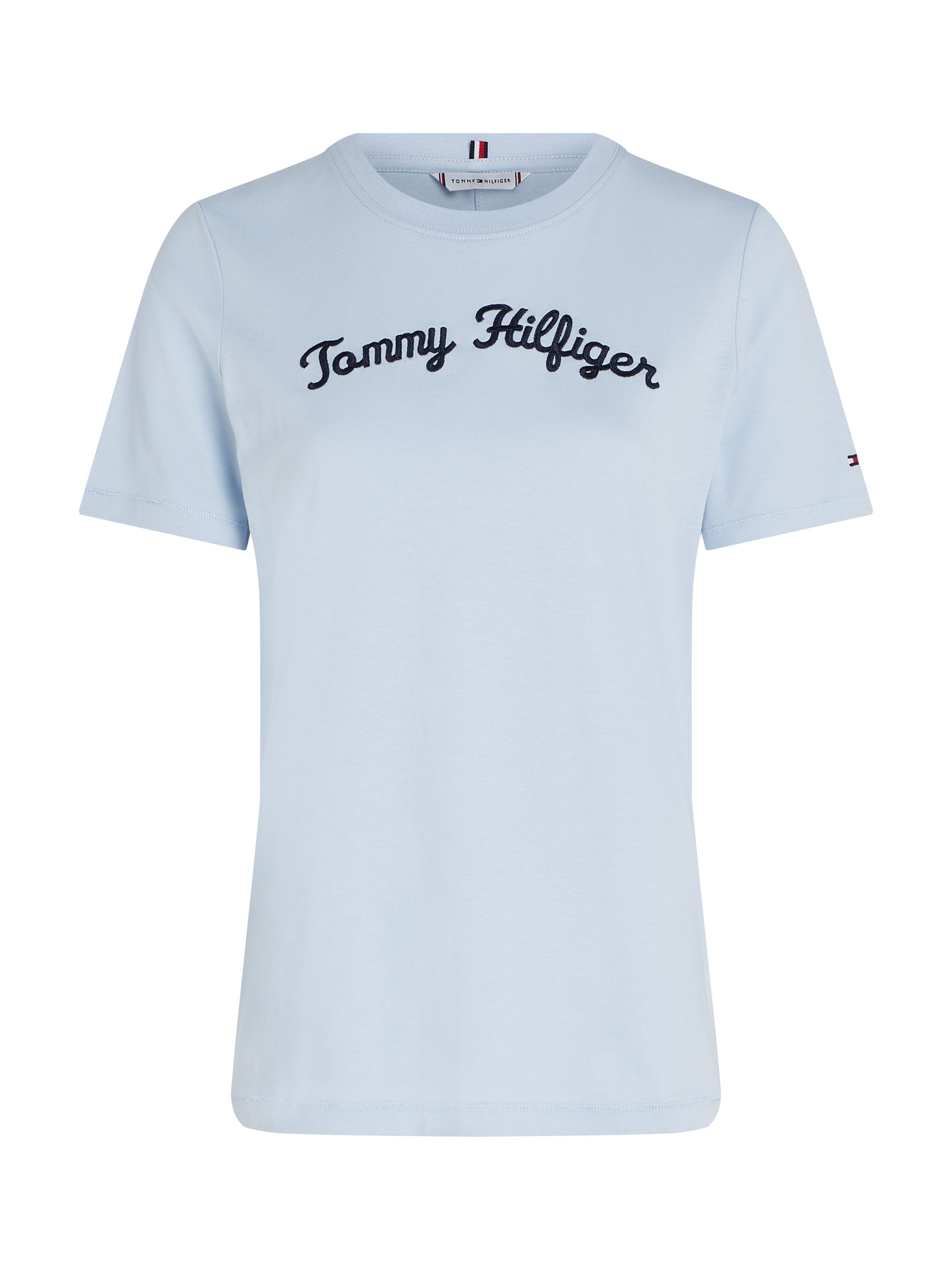 Tommy Hilfiger Shirt met korte mouwen REG SCRIPT C-NK SS met script-logo-opschrift