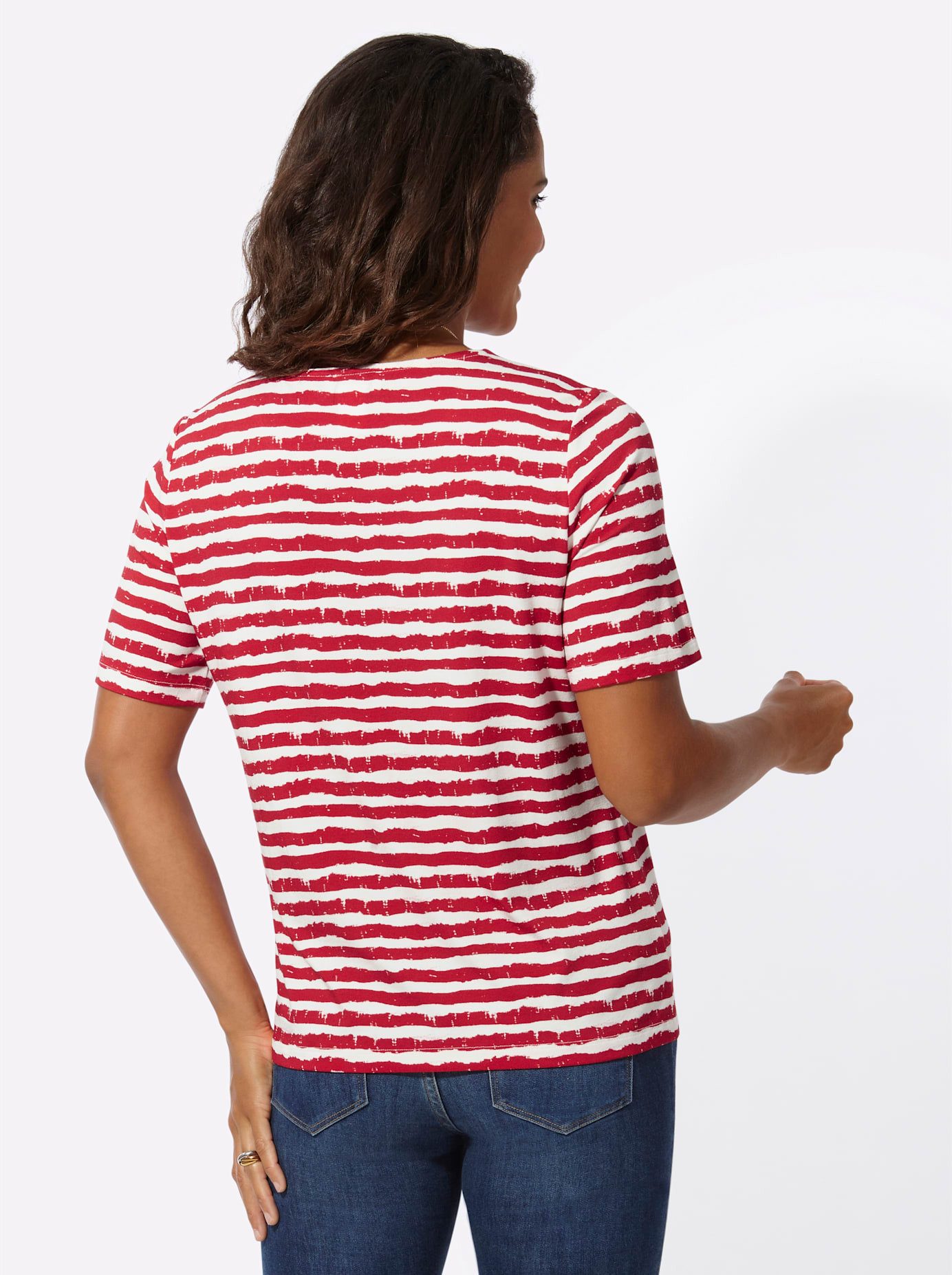 Casual Looks Shirt met korte mouwen Gestreept shirt (1-delig)