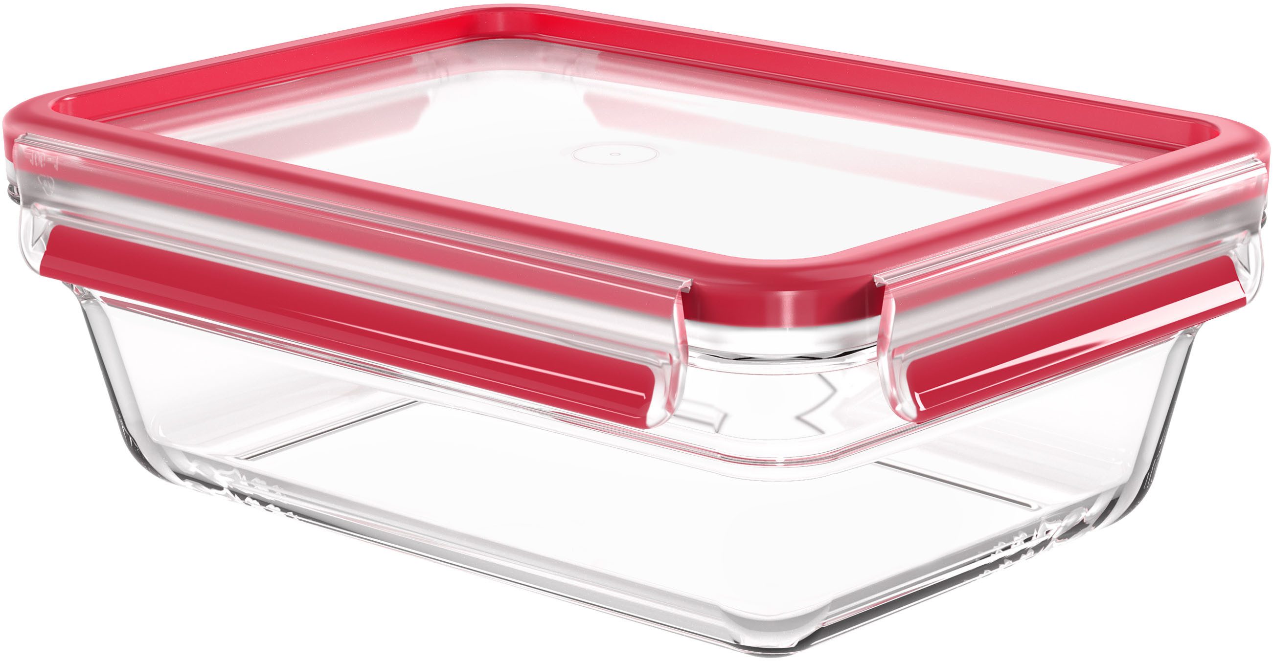 Emsa Bewaarbeker Clip & Close Glas 1,6 liter, rechthoekig, vers afdichtingsmateriaal, antislip stapelranden (2-delig) voedsel bewaardozen wit