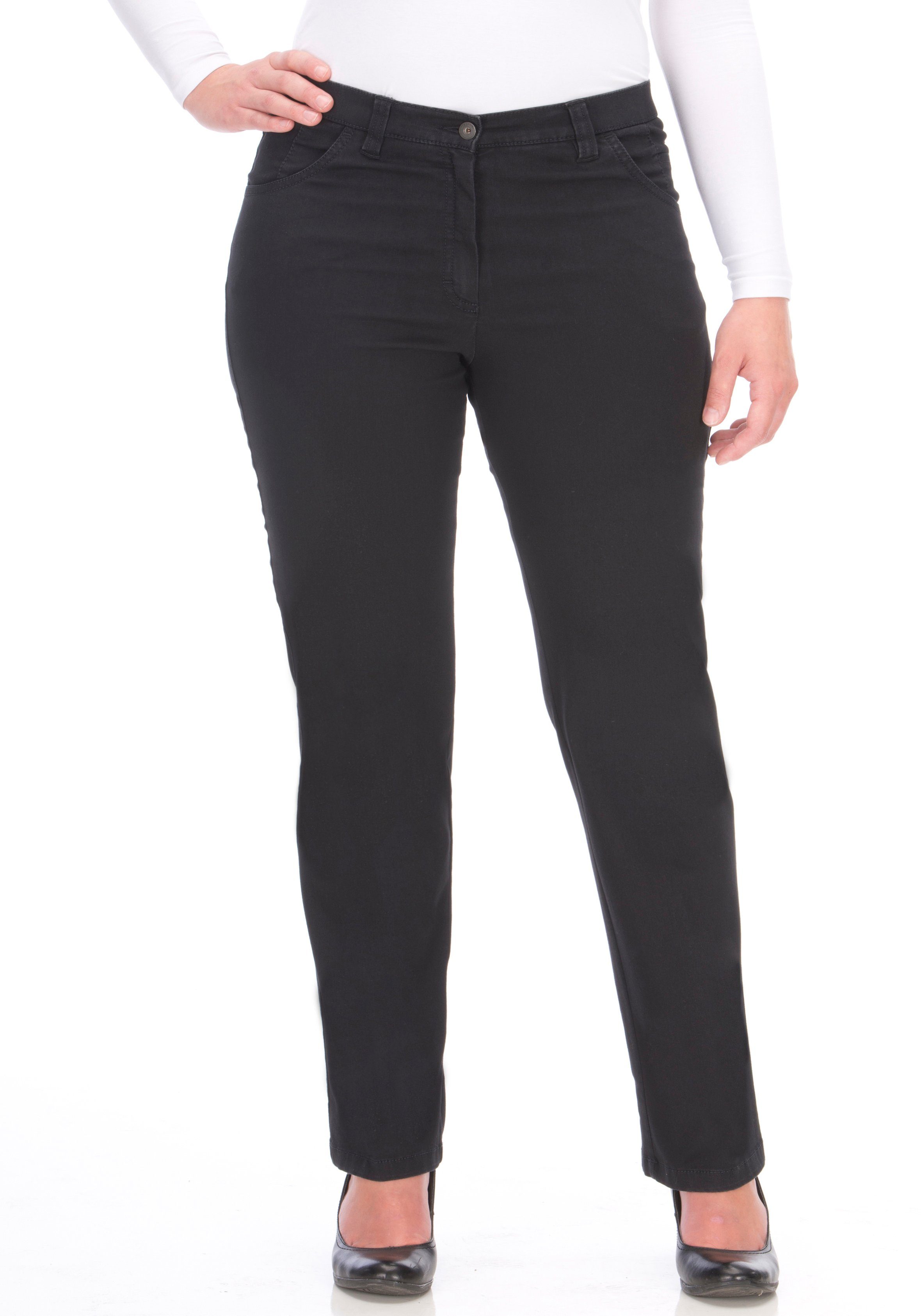 KjBRAND Straight jeans Babsie met stretch dames straight jeans maat 50 (25) zwart