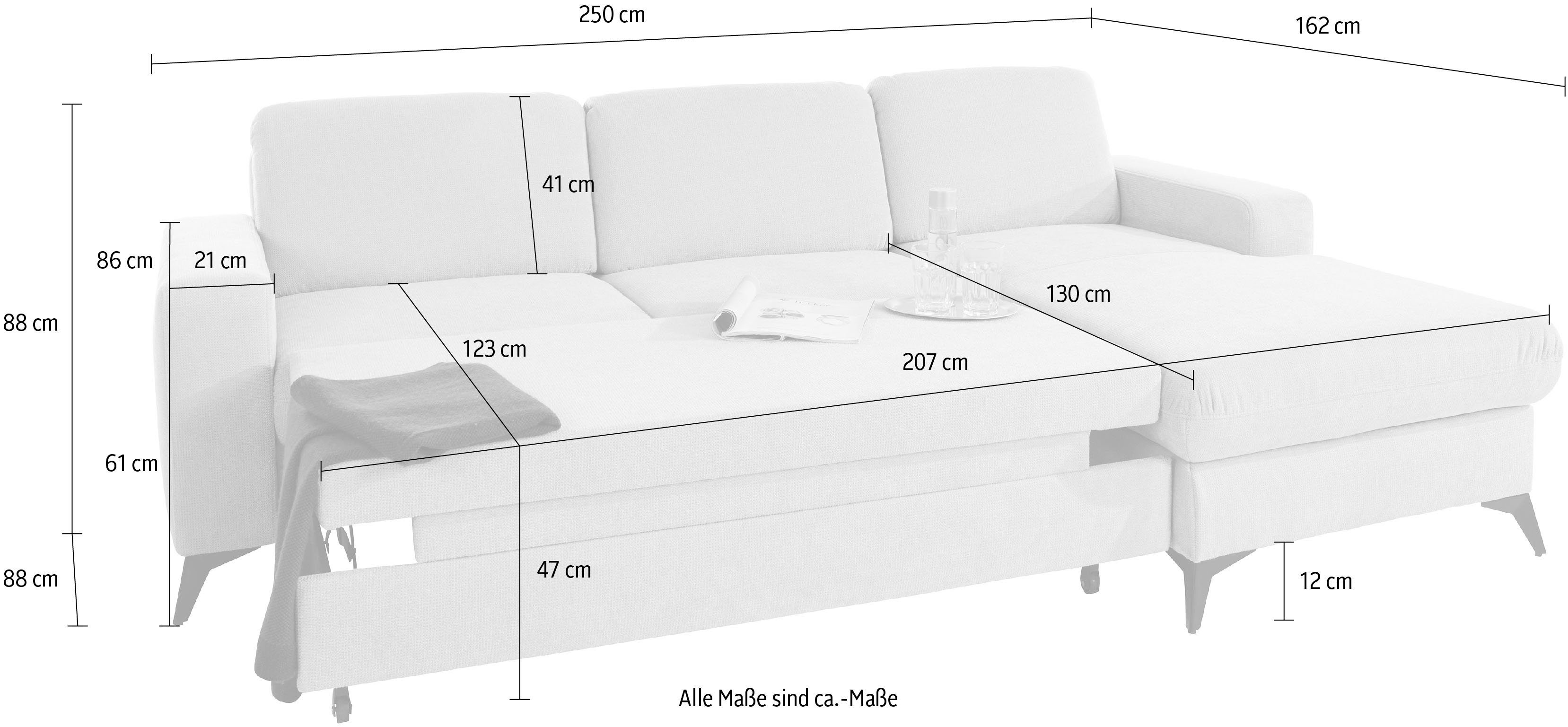 Places of Style Hoekbank Lolland L-vorm Naar keuze met slaapfunctie en bedkist, binnenvering