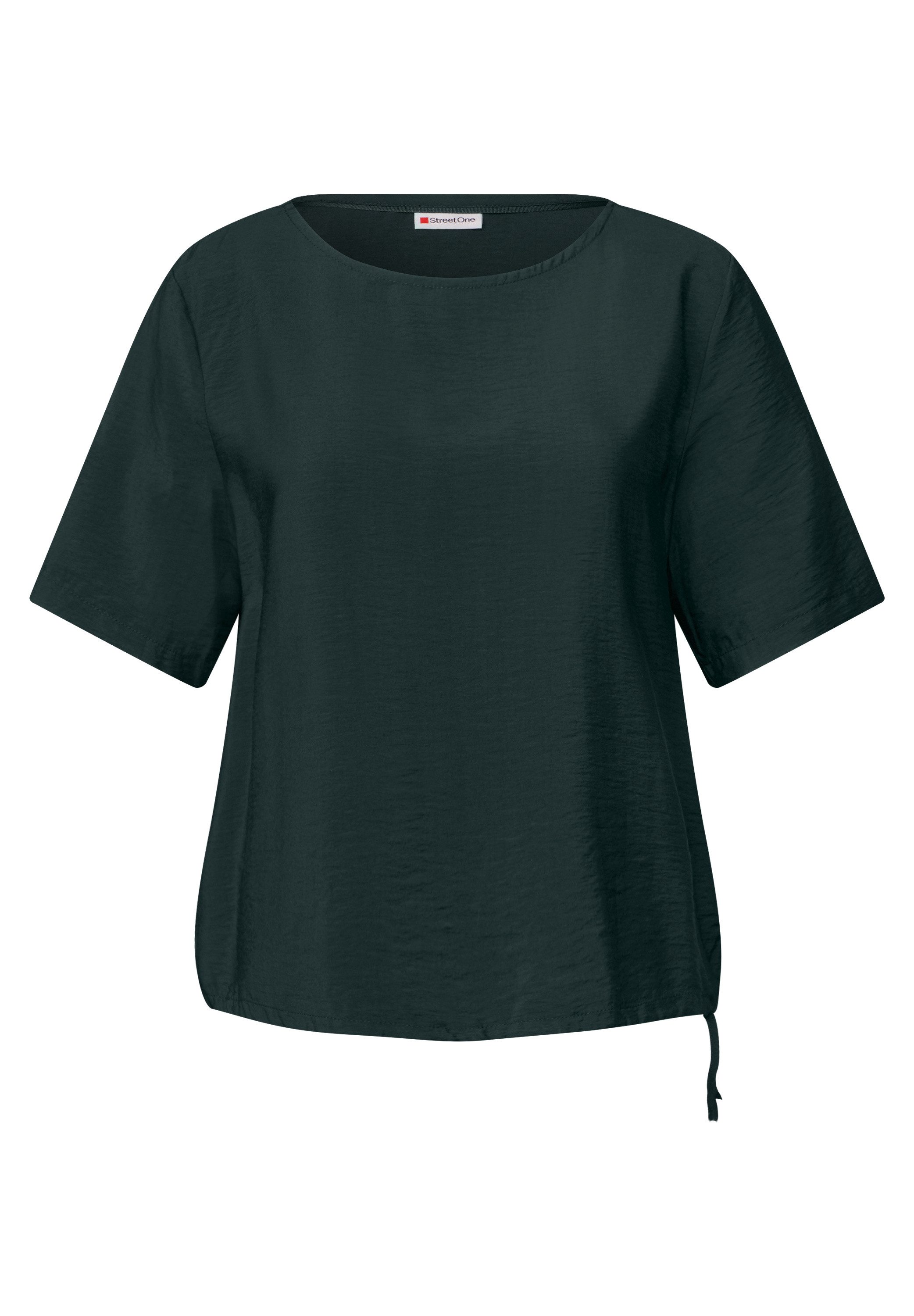 STREET ONE Blouse met korte mouwen met een rijgkoord bij de zoom