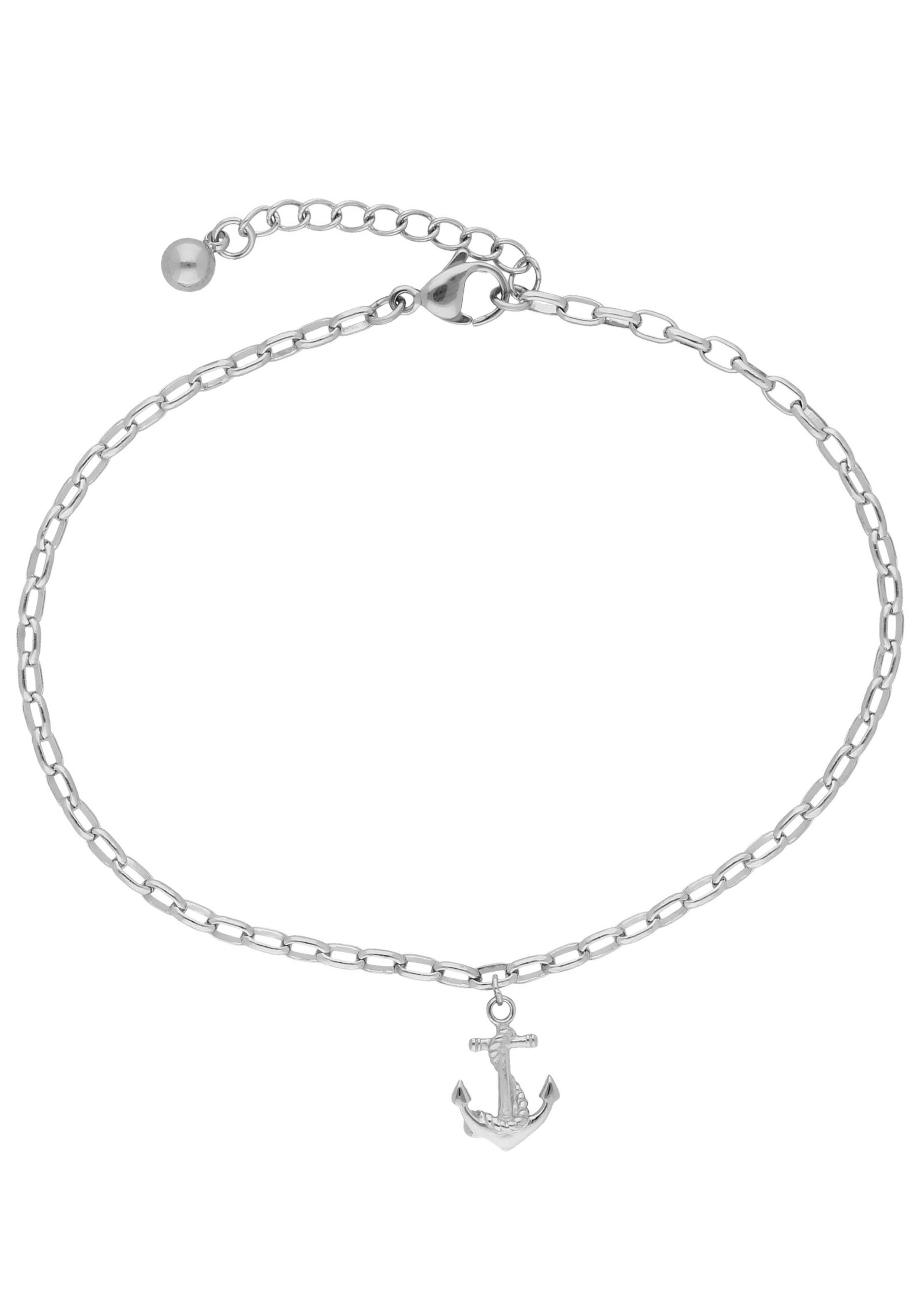 Firetti Enkelkettinkje Sieraad cadeau lichaamsversiering maritiem hanger anker+touw ankerkette dames enkelkettinkjes zilver(kleur)