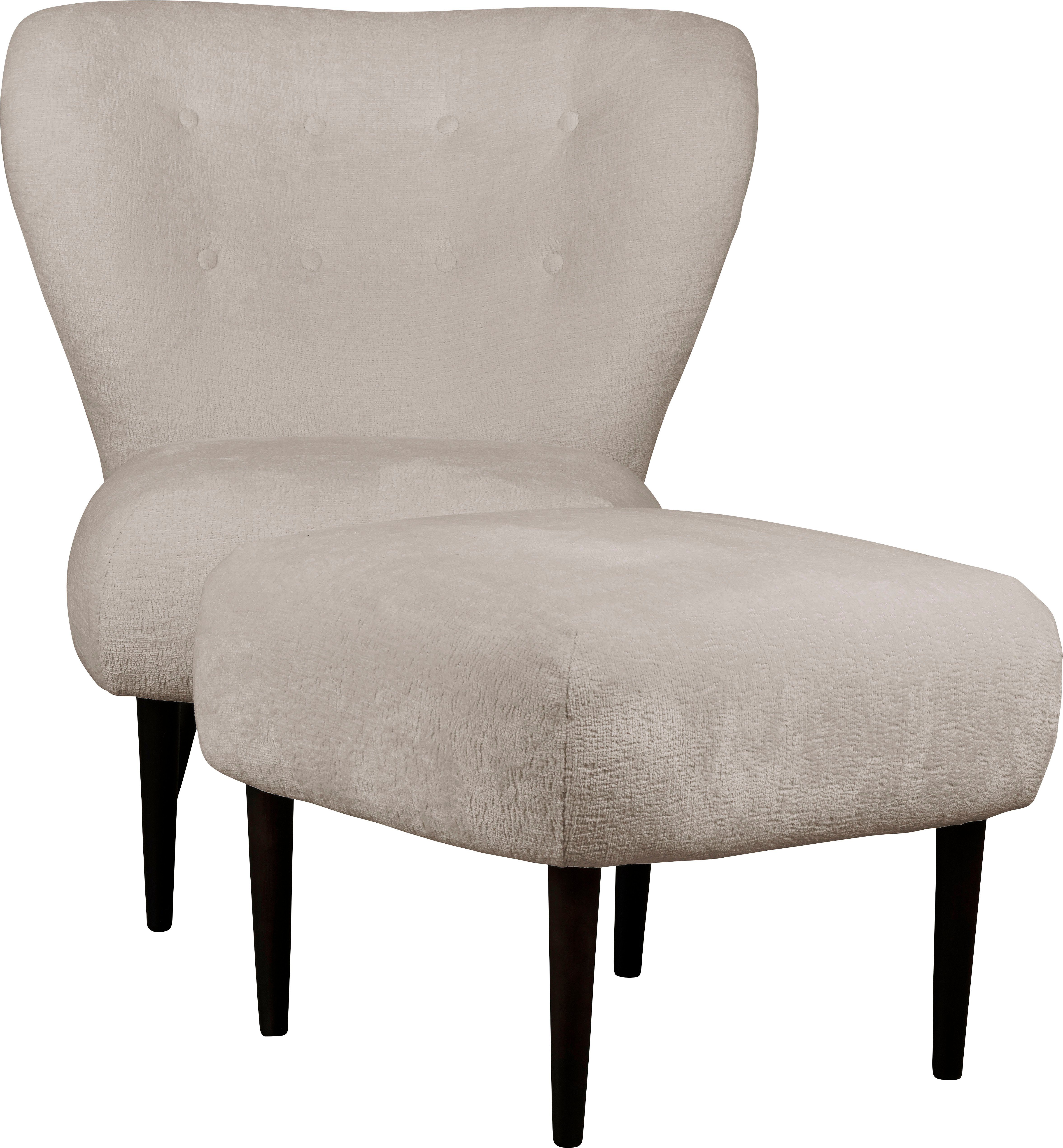 LeGer Home by Lena Gercke Fauteuil Dinah Knoopdetails op de achterkant, naar keuze met of zonder poef/voetenbank