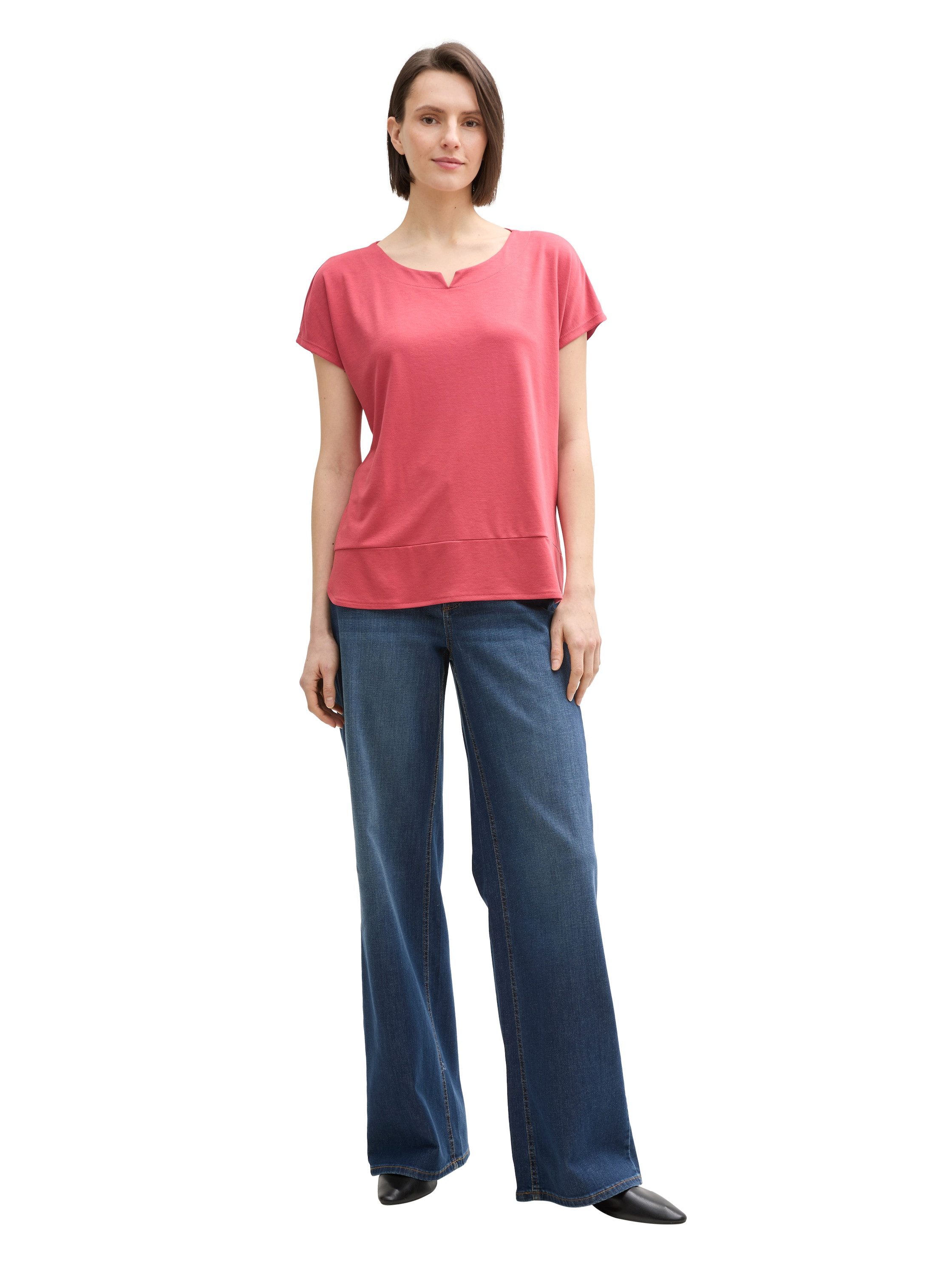 Tom Tailor T-shirt met gesplitste ronde halslijn