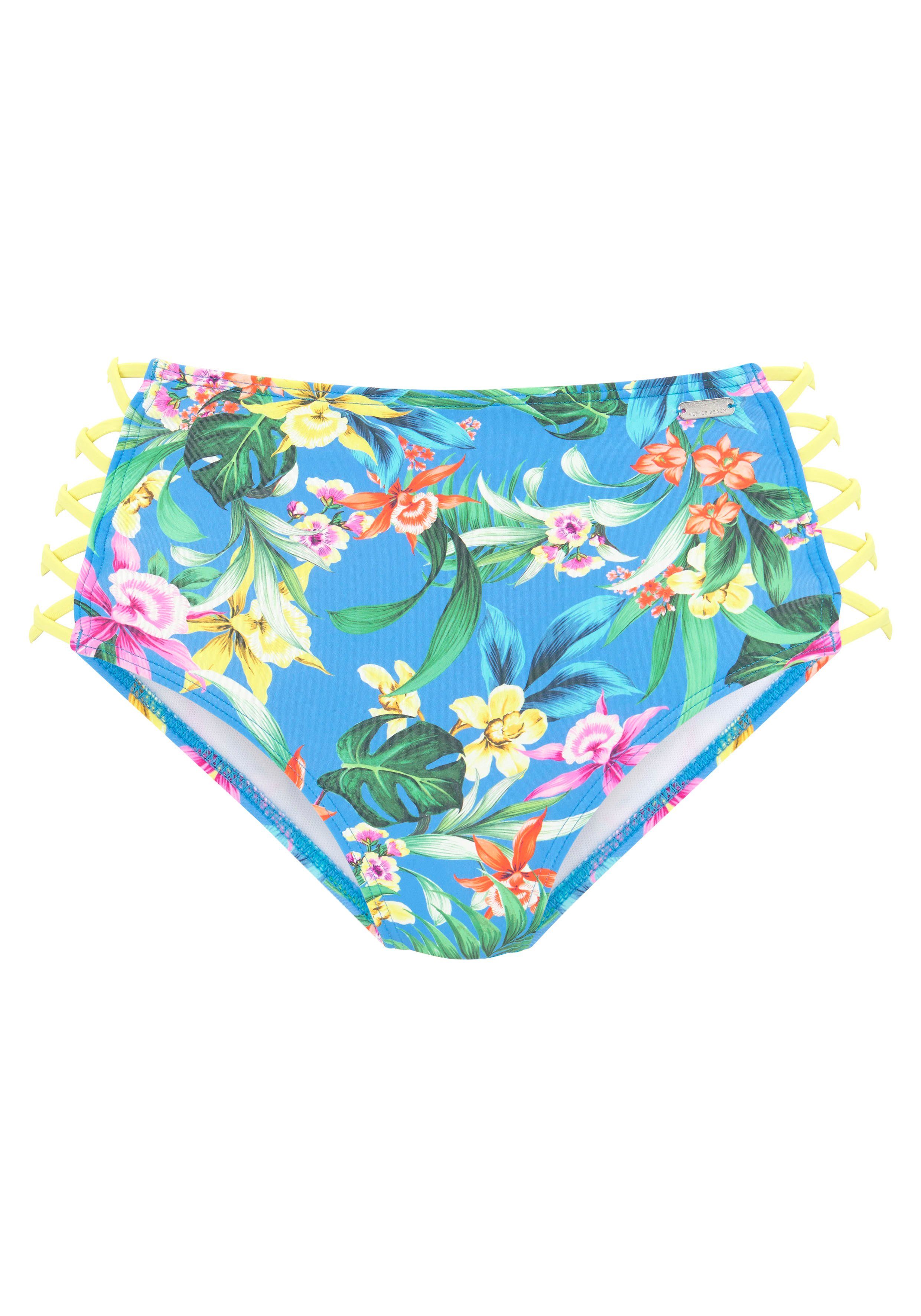 Venice Beach Bikinibroekje Hanni met tropische print en gele details