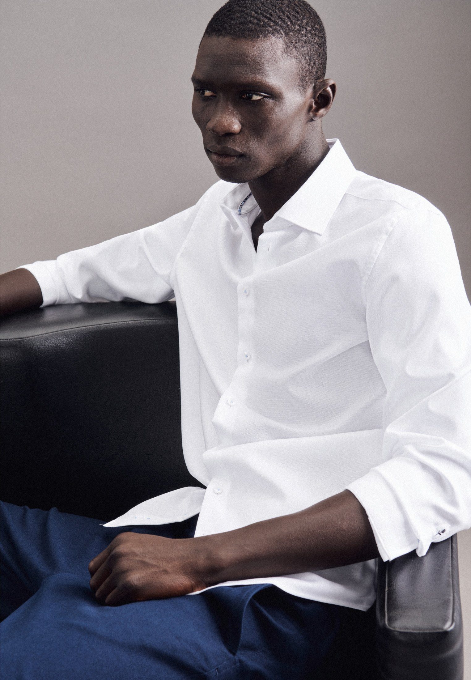 seidensticker Businessoverhemd Slim lange mouwen kentkraag uni