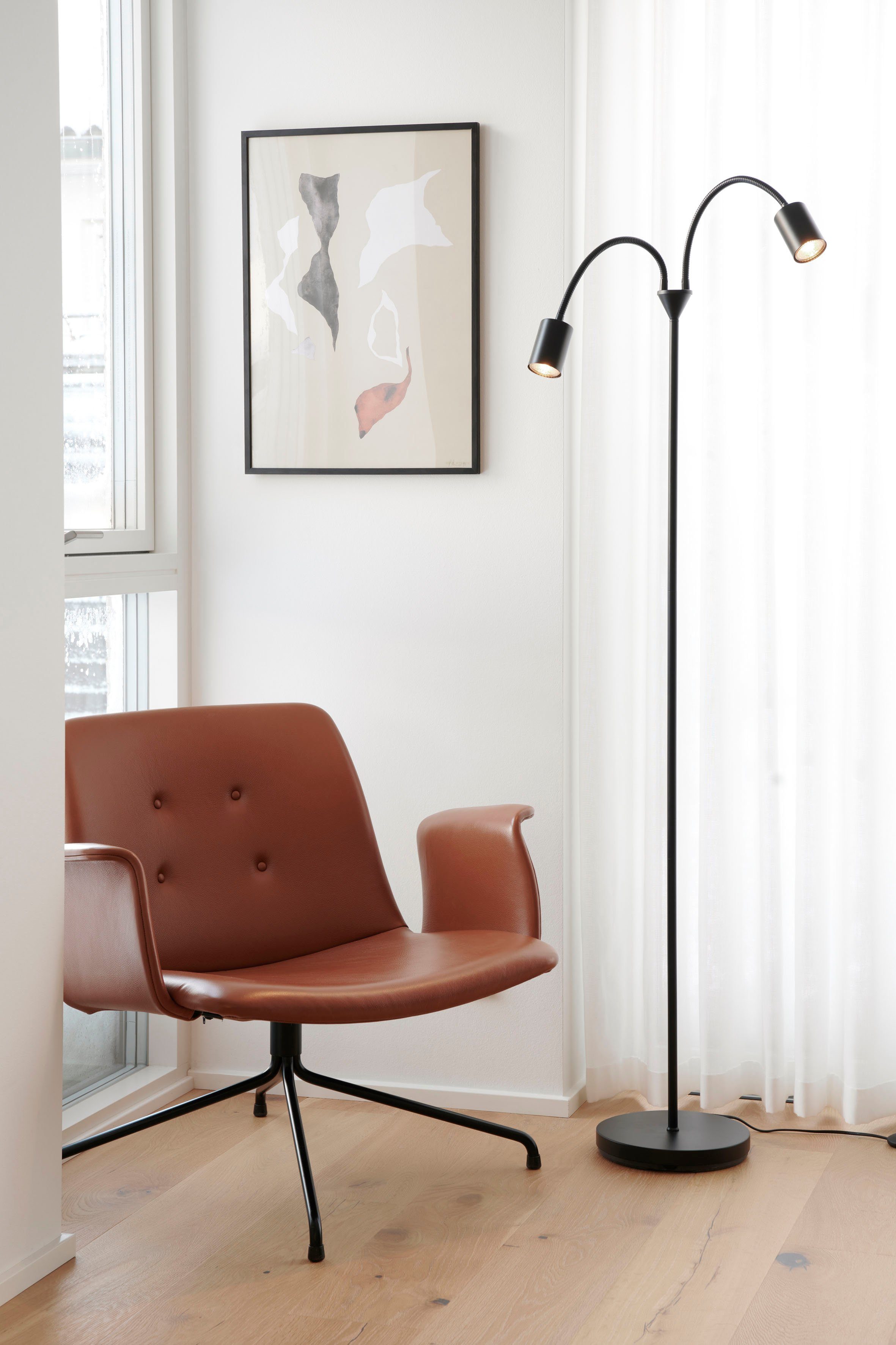 Nordlux Staande lamp Explorer Tijdloos, eenvoudig ontwerp, verstelbare lampenkoppen, flexibele arm (1 stuk)