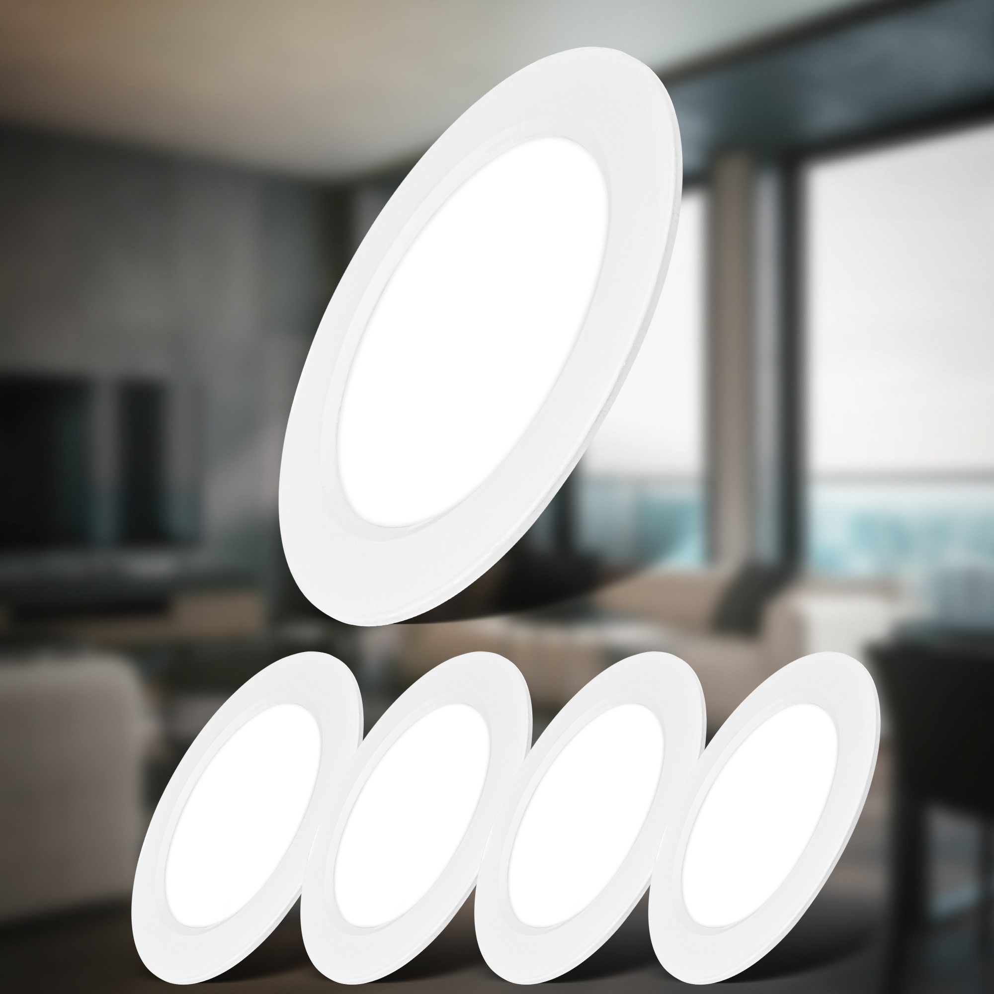 B.K.Licht Inbouwlamp BK_EL1619 5-delig set LED inbouwspots, ultra-dun, IP20 plafondspots (5-delig)