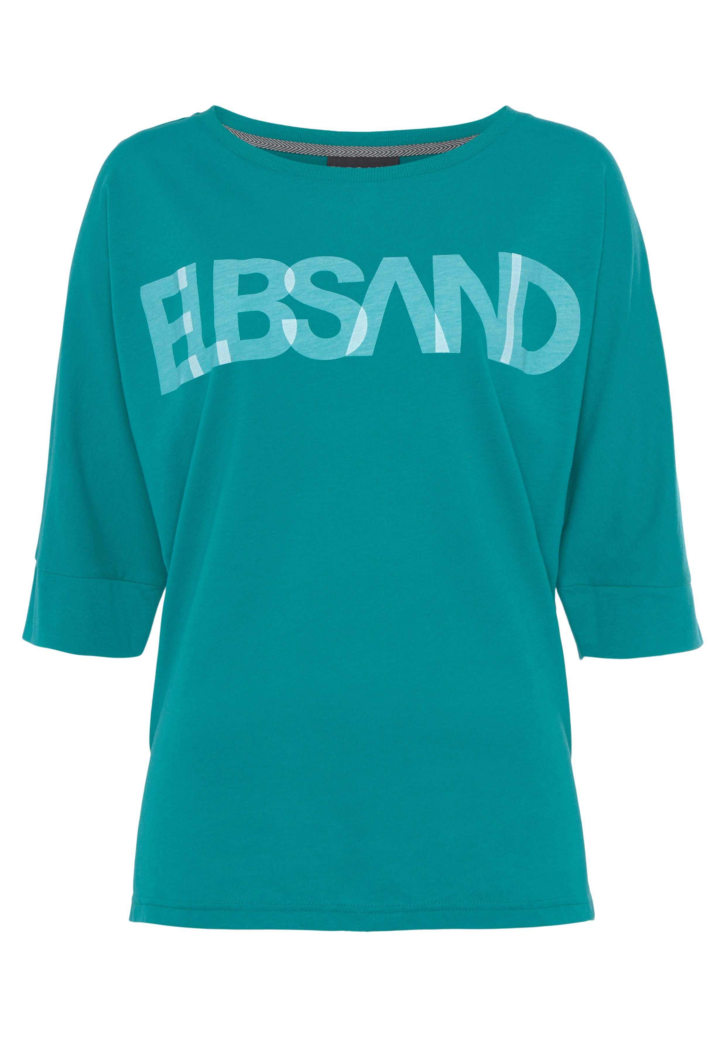Elbsand Shirt met 3/4-mouwen met logoprint, katoenmix, losse pasvorm