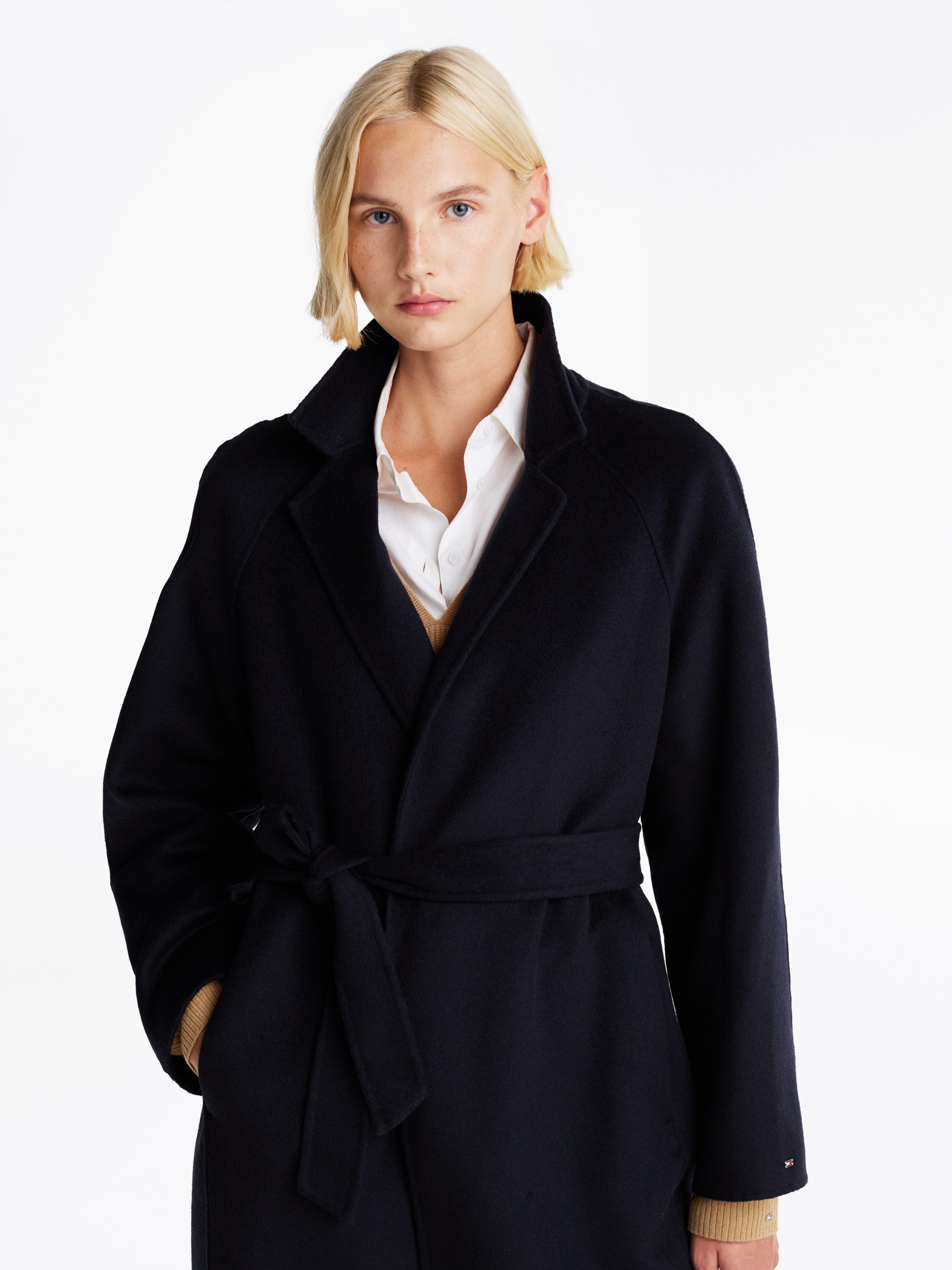 Tommy Hilfiger Korte jas REG DF WOOL BELTED COAT