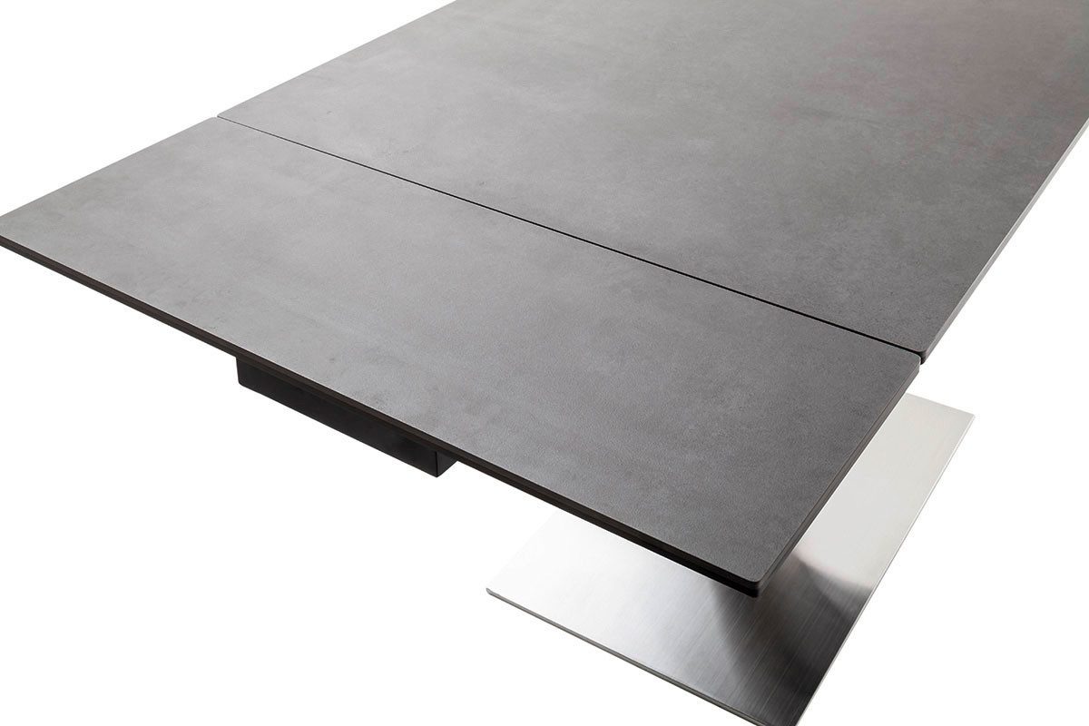 MCA furniture Eettafel PESARO uitschuifbare tafel met voet 120-180 cm Keramiek, roestvrij staal, eindschuif, uittrekbaar, tafelblad 14 mm