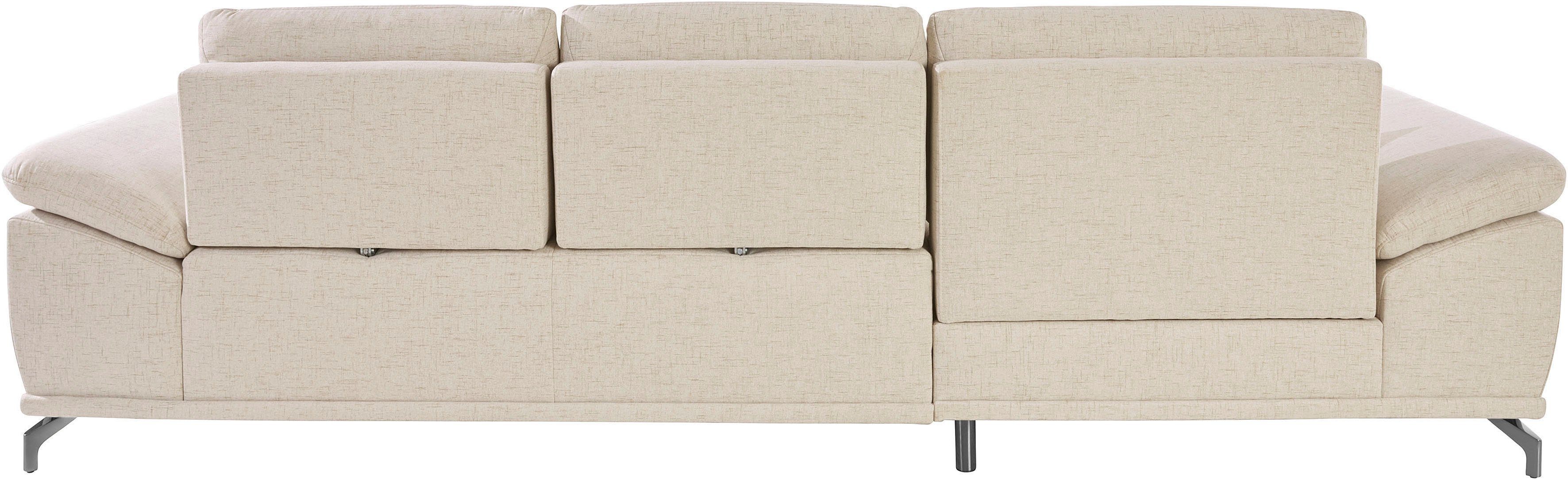 Places of Style Hoekbank Costello L-vorm, met zitdiepteverstelling, armleuningverstelling en