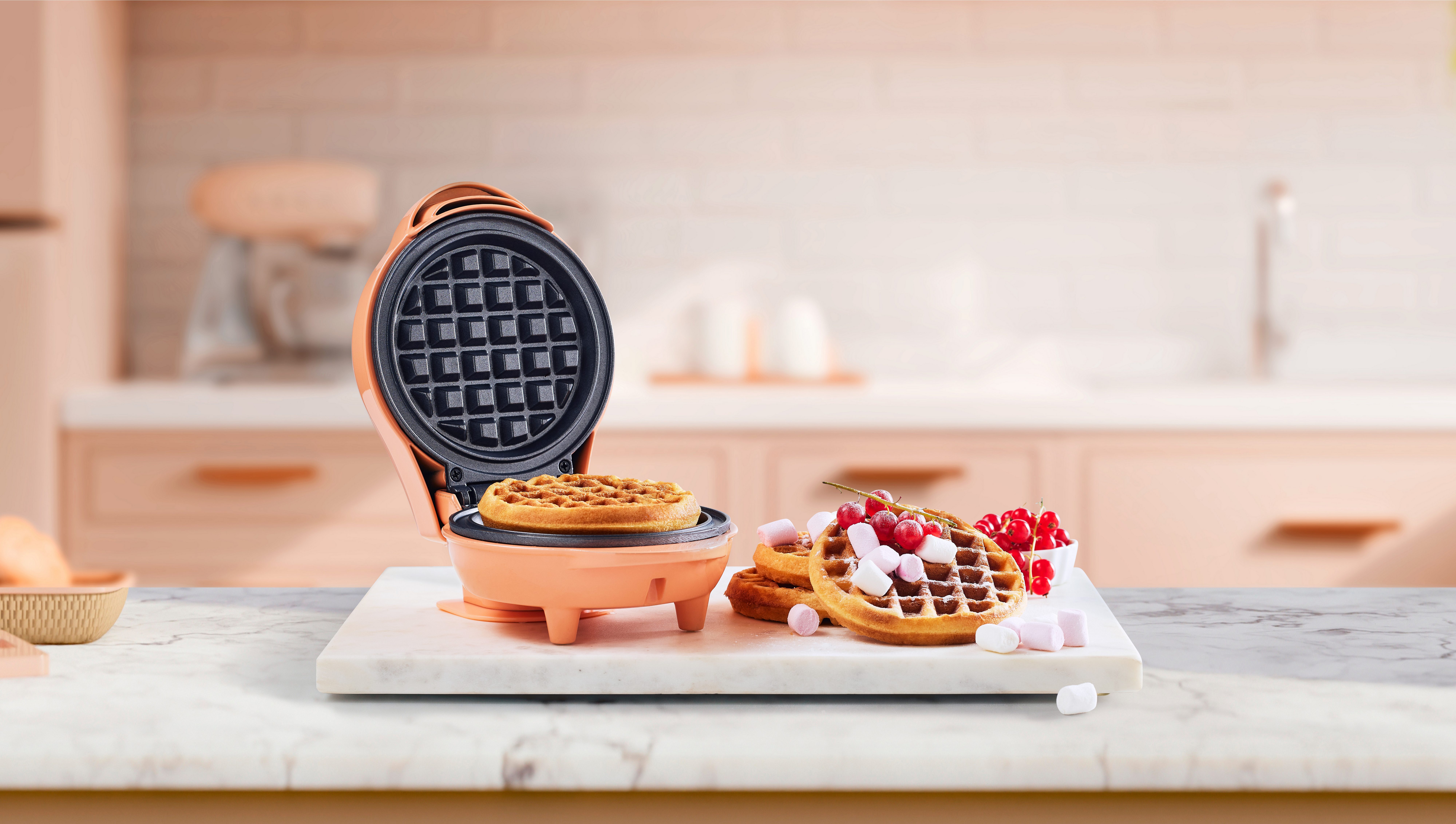 bestron Wafelijzer AMW500 Mini voor klassieke wafels, kleine wafelmaker met antiaanbaklaag