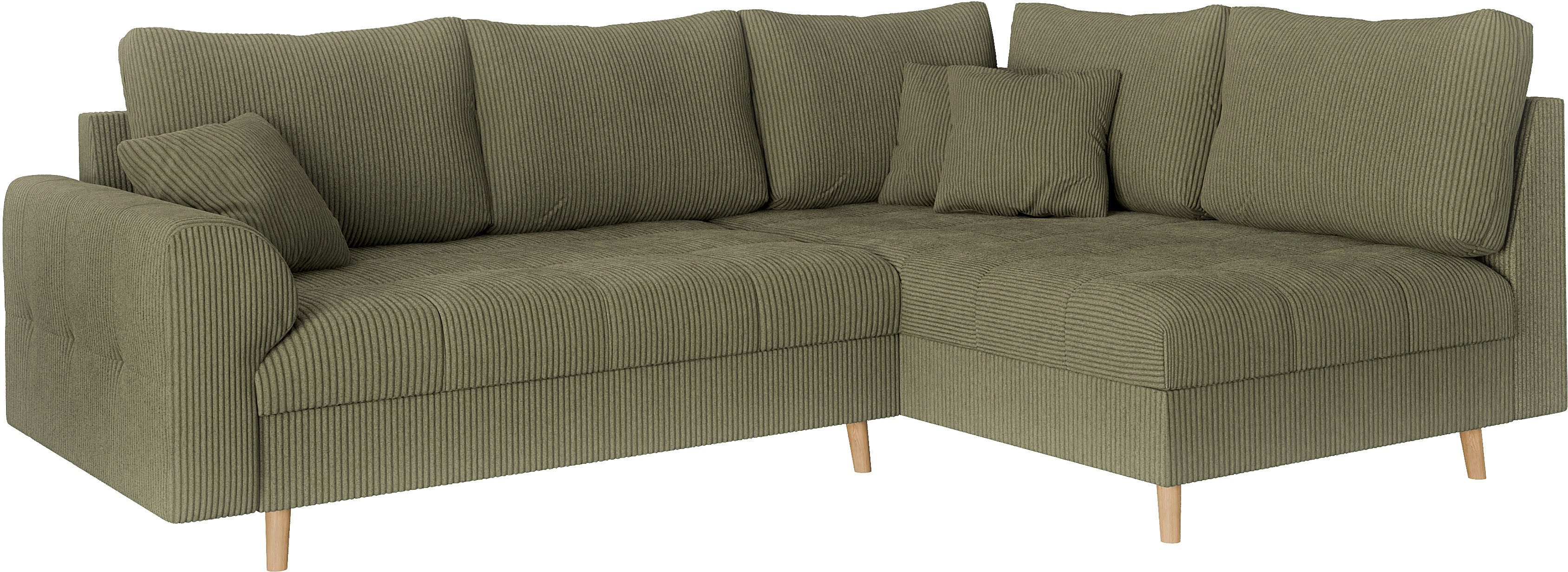 Home affaire Hoekbank CHARRE L-vorm met ottomane, afmetingen B/D/H: 231/161/81 cm fijne stiksels, losse rug- en sierkussens, ook in cord en bouclé